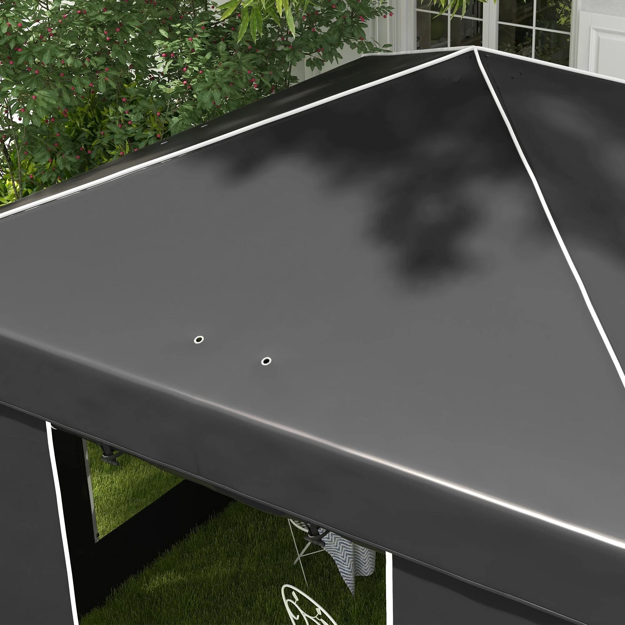 Outsunny 116.25 x 116.25 in Black Pop up Outdoor Canopies, Adjustable Height