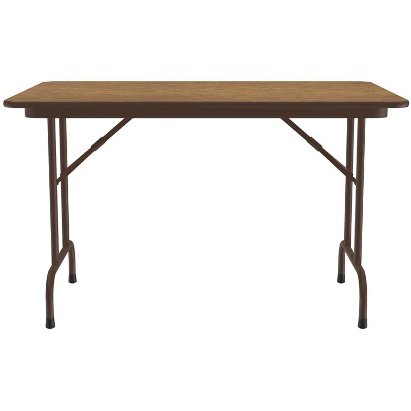 Correll 30"W x 48"D Melamine Top Folding Table in Medium Oak
