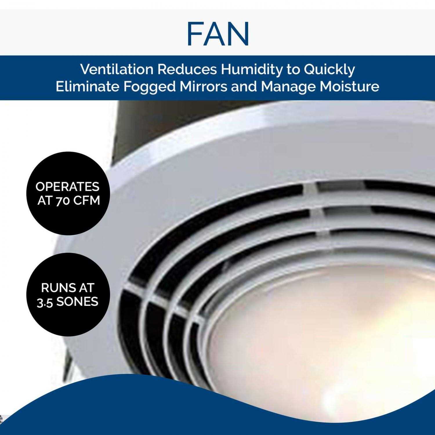 NuTone Bathroom Heater Fan Light 1500W 70 CFM – 9093WH