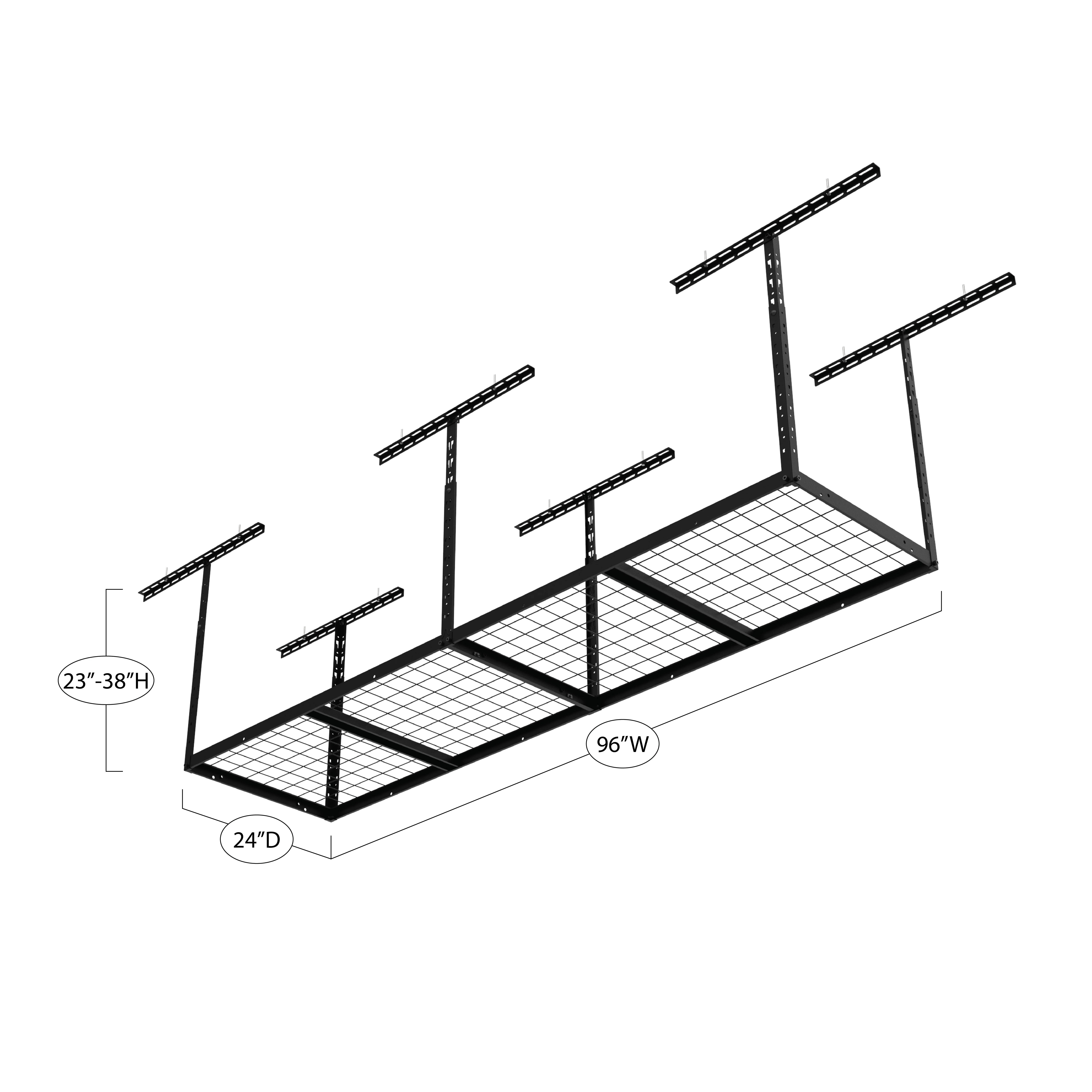 Armadillo Tough Overhead Garage Storage Skyrack, 4' x 8', Adjustable height