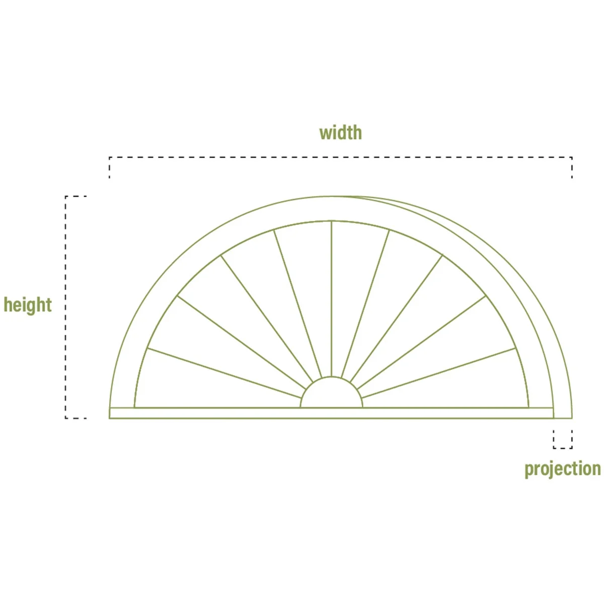 Ekena Millwork 52″W x 19-7/8″H x 2-3/4″P (Pitch 6/12) Peaked Cap Sunburst Architectural Grade PVC Combination Pediment