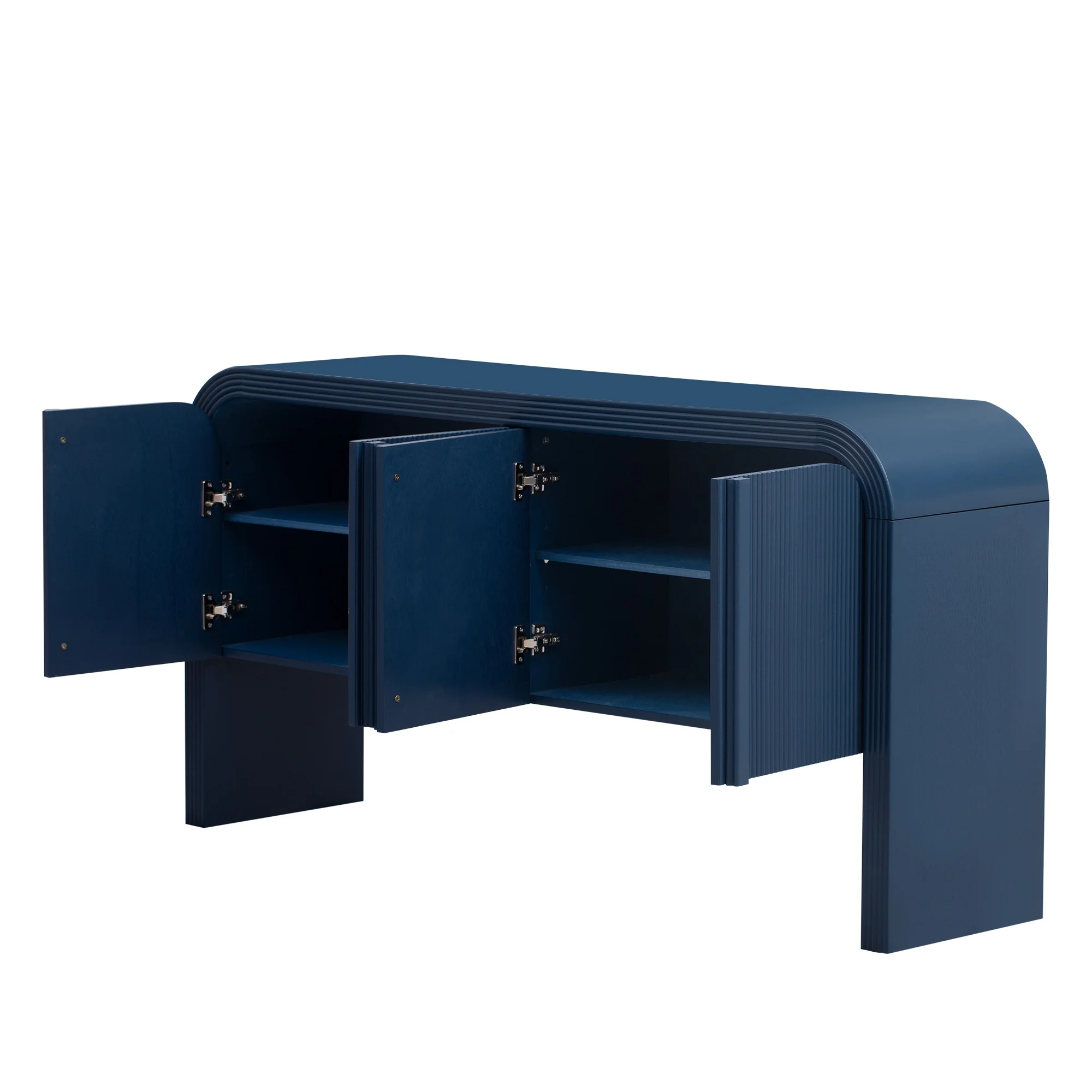 Accent Cabinet with 4 Doors, TUANLUO Buffet Cabinet with Adjustable Shelves, Wood Storage Cabinet, Modern Accent Cabinet Furniture for Hallway Entryway Living Room, 59"L x 15.7"W x 33.2"H, Blue