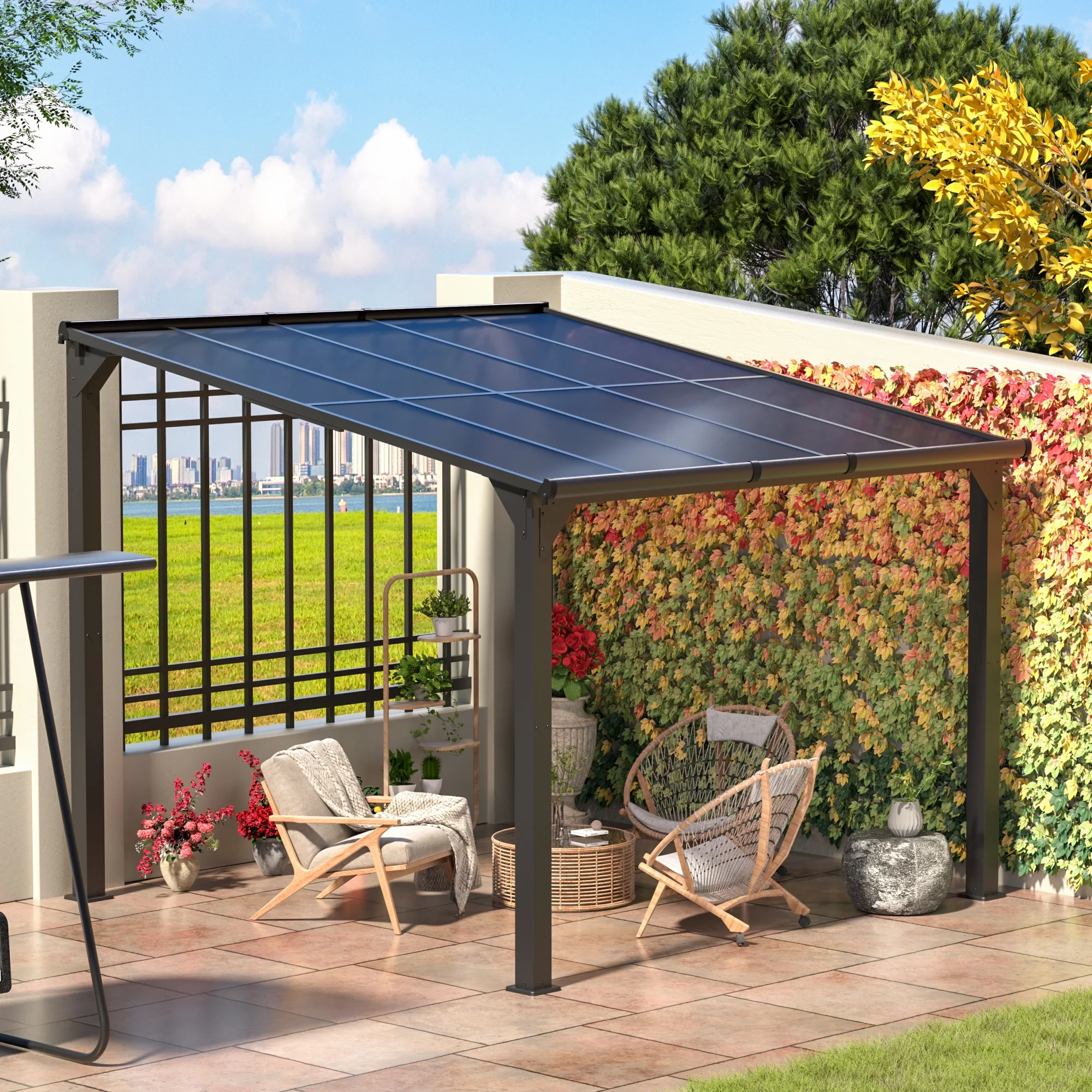 Jaxpety 14 x 10 ft. Hardtop Gazebo Outdoor Awnings for Patio, Backyard, Porch