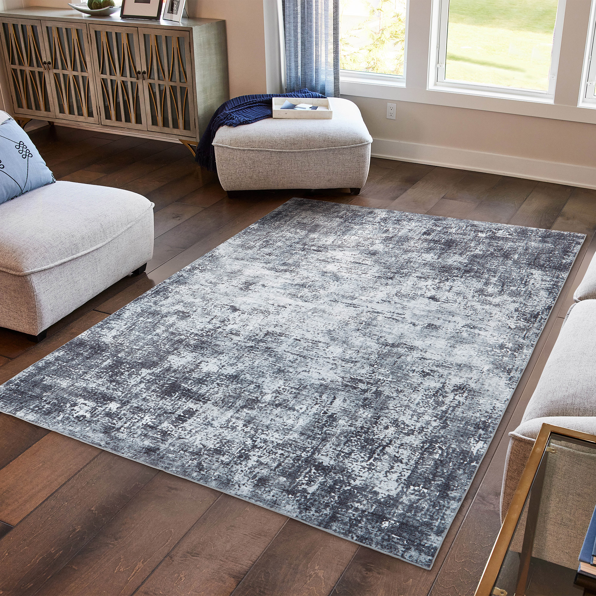 Wyatt & Ash Washable Indoor Area Rug, Jayden Gray 7’10’ x 10′
