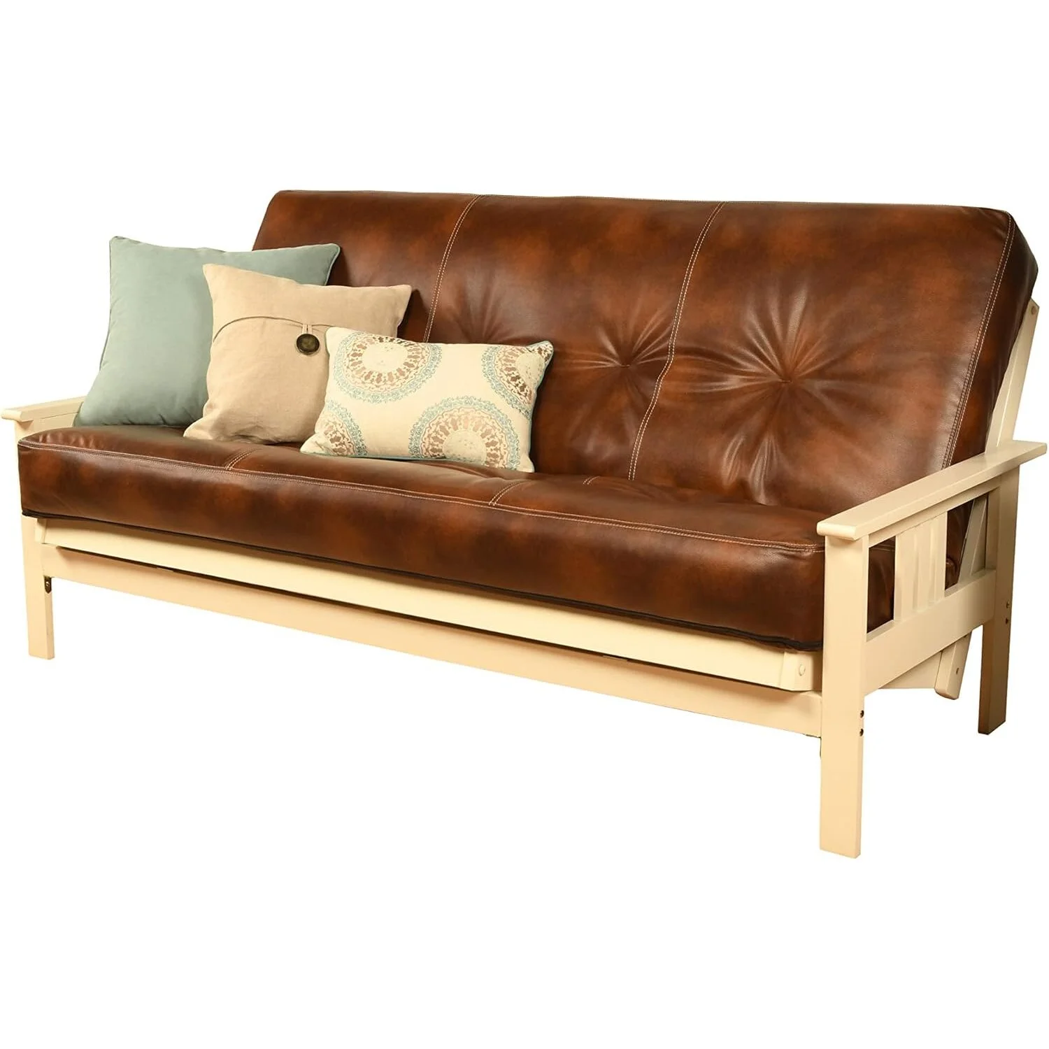 Homestock African Artifacts Full Size Futon Frame Set with Mattress, Easily Converts to Bed, Versatile Design Futon Frame for All Spaces, 33"H x 79"L x 37"D-Color:Linen Charcoal,Size:Barbados