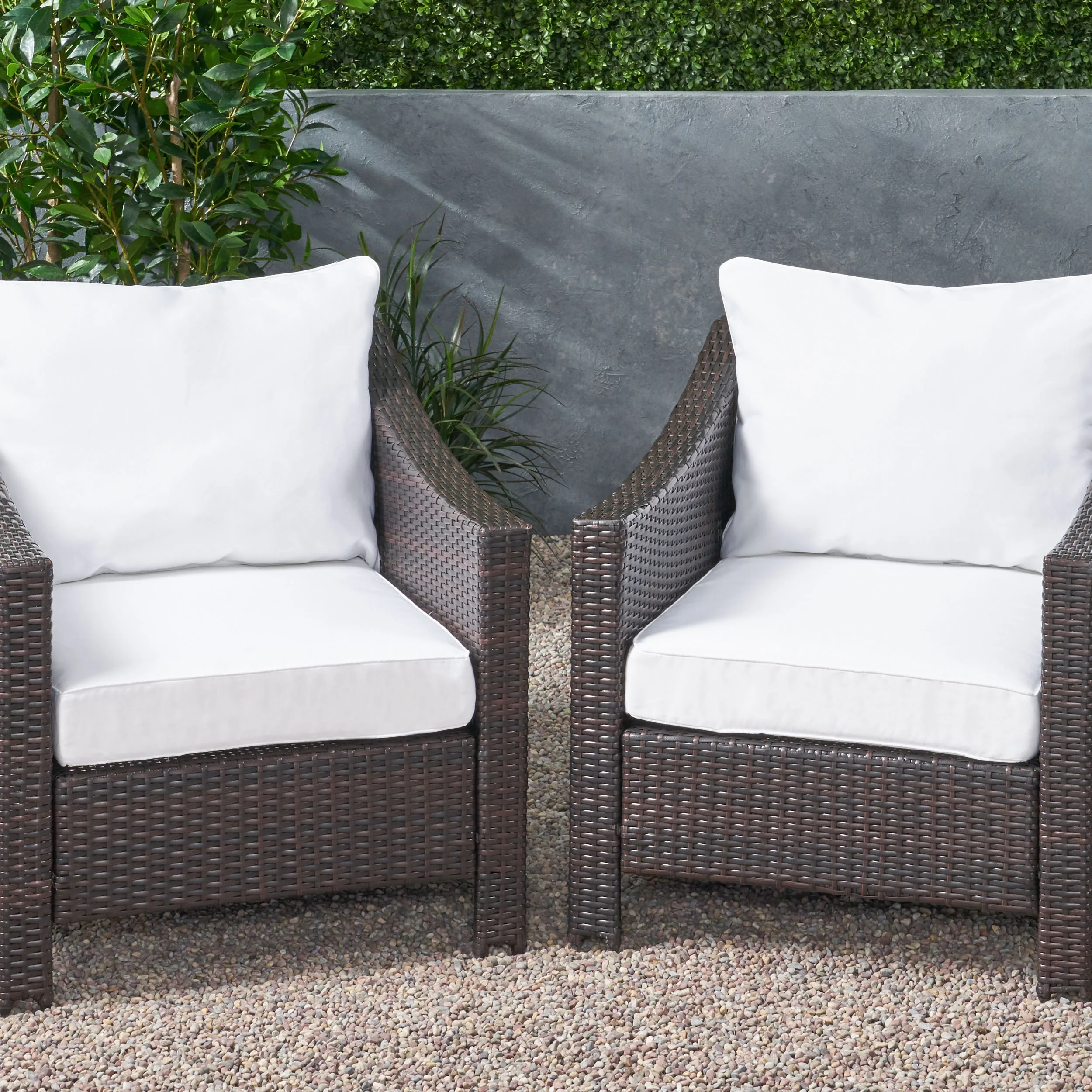 Noble House 23.50"x 27.00" White Rectangle Chair Outdoor Seating Cushions (2 Pack)