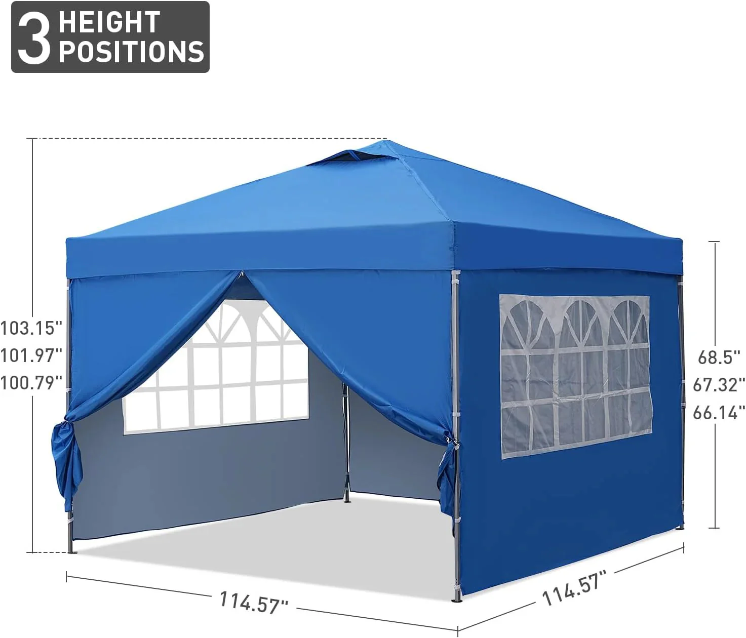 GDY 10x10 Pop Up Canopy Tent, Outdoor Canopy Tent, Patio Tent,Commercial Instant Gazebos,4 Sidewalls, Portable Shelter Canopies, with 4 sandbags, Blue.