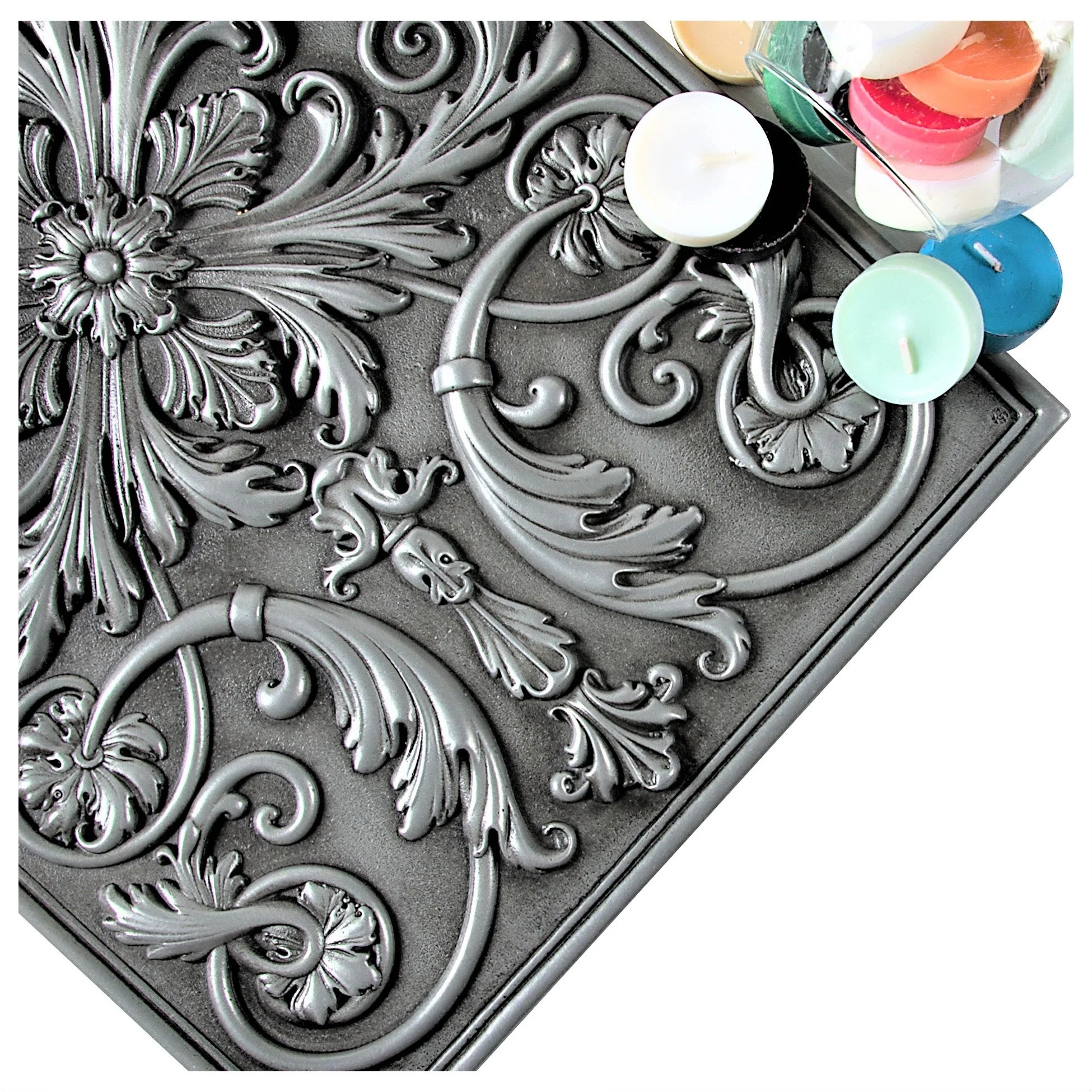 Backsplash Tile for Kitchen and Fireplace Royal 12 x 18 Metal Mural Pewter Nickel
