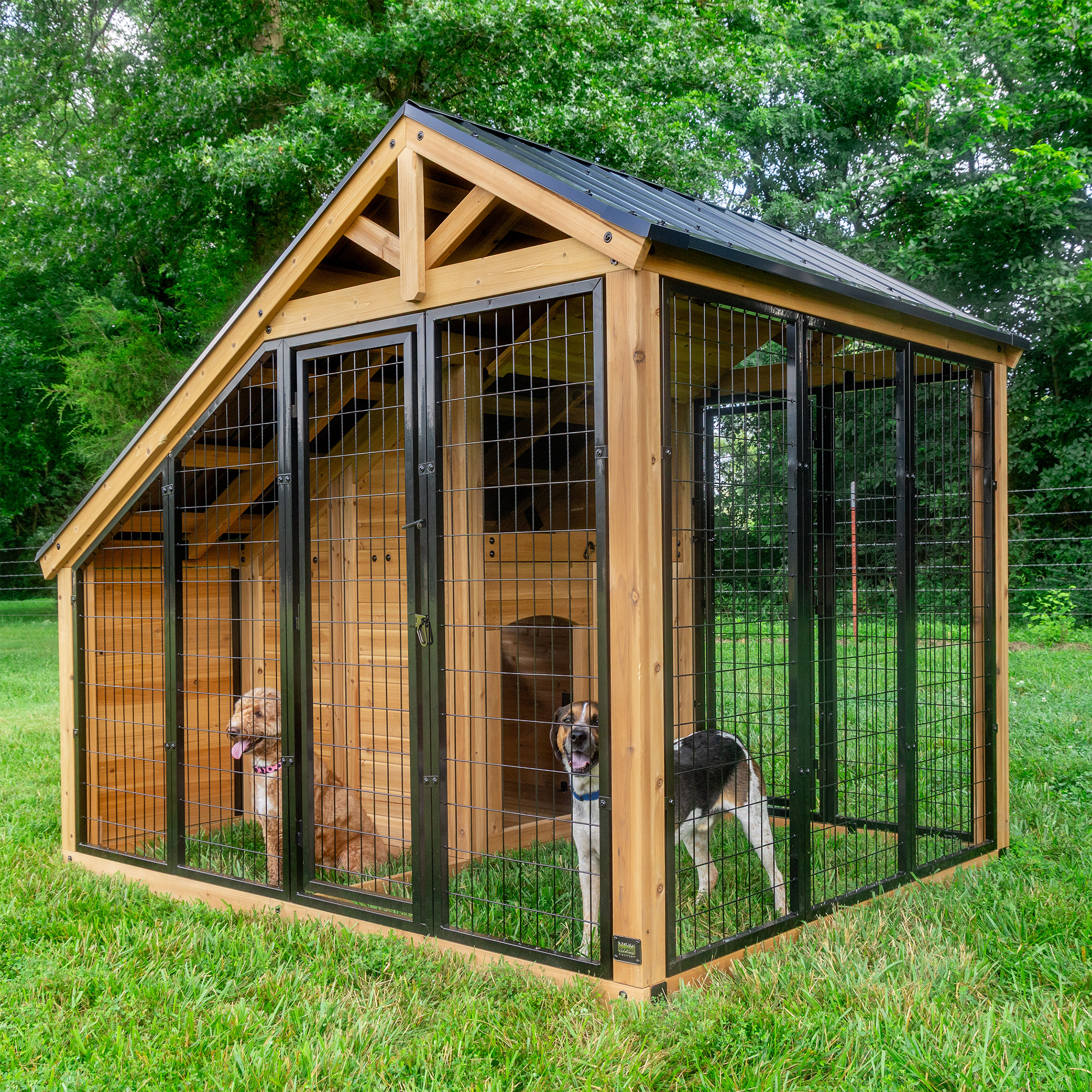 Backyard Discovery 7' x 5' Canine Cabin Cedar Wood Outdoor Dog Kennel