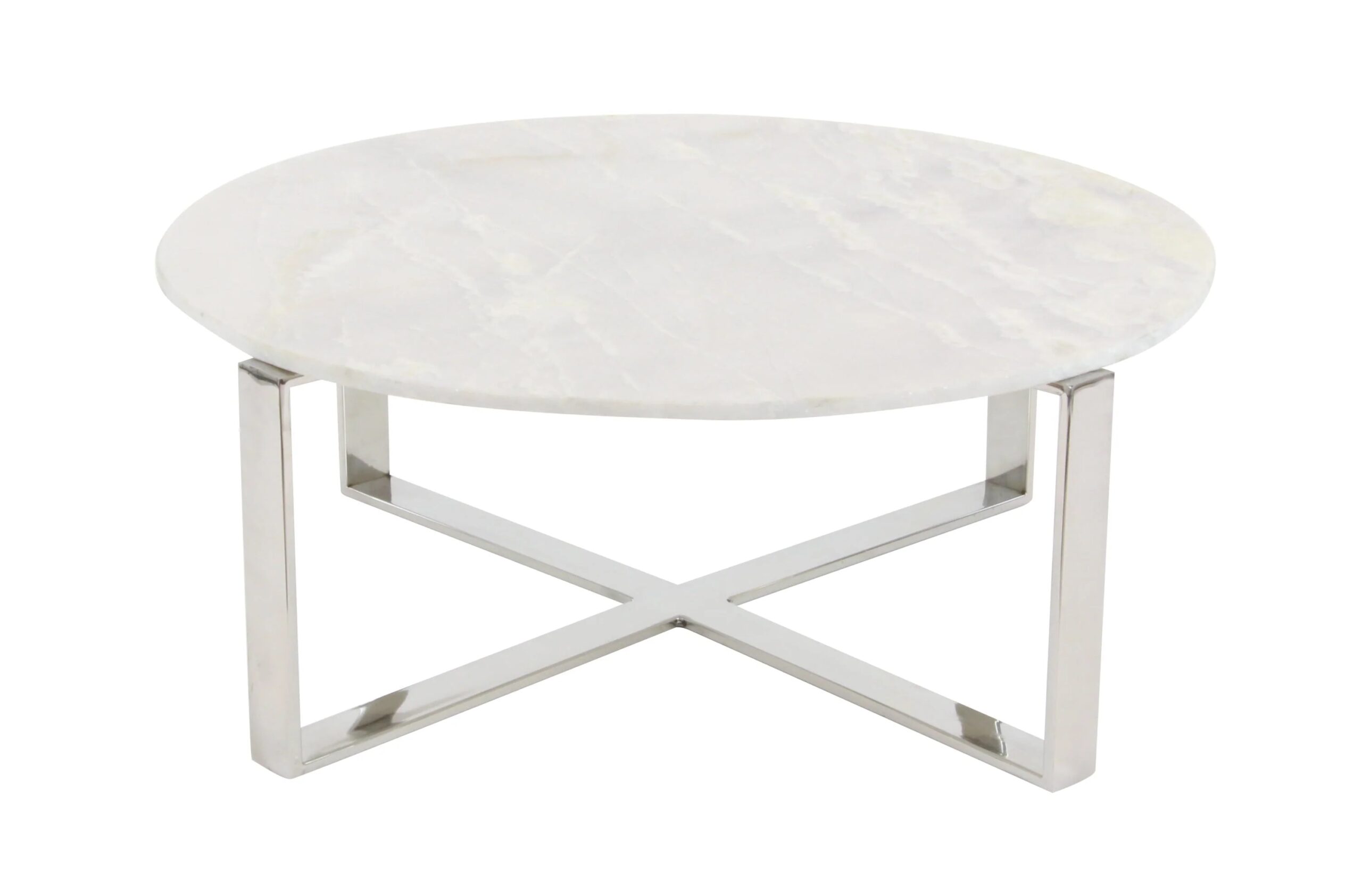 DecMode 31" x 18" White Ceramic Coffee Table with Marble Top, 1-Piece
