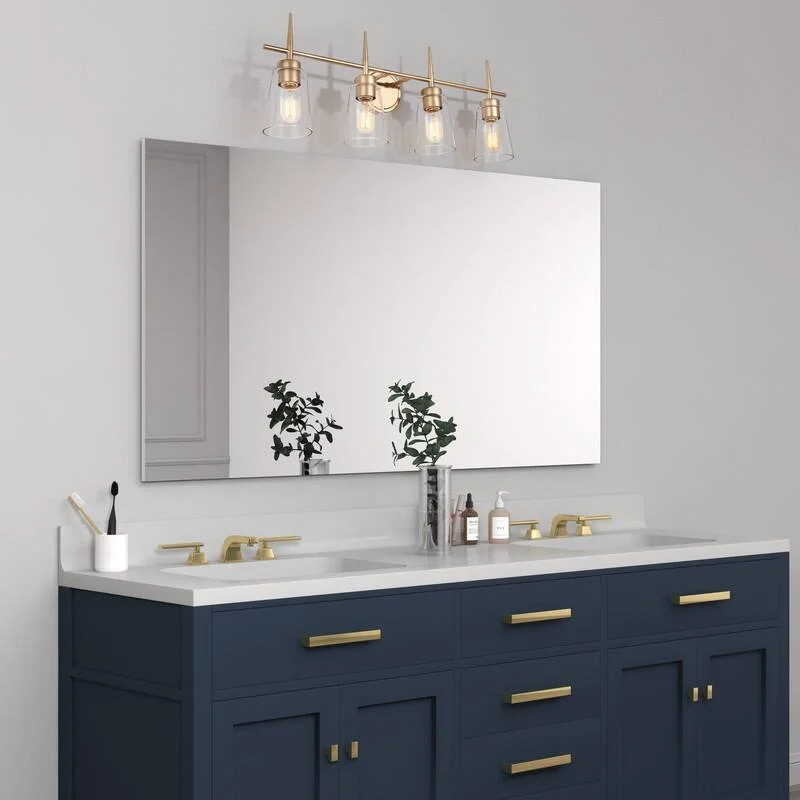 Modern 4/3/2-Light Farmhouse Linear Bathroom Vanity Lights Dimmable Wall Sconces with Clear Glass Shade L 20'' 3-light L20"x W6"x H 11.5" Painted 13