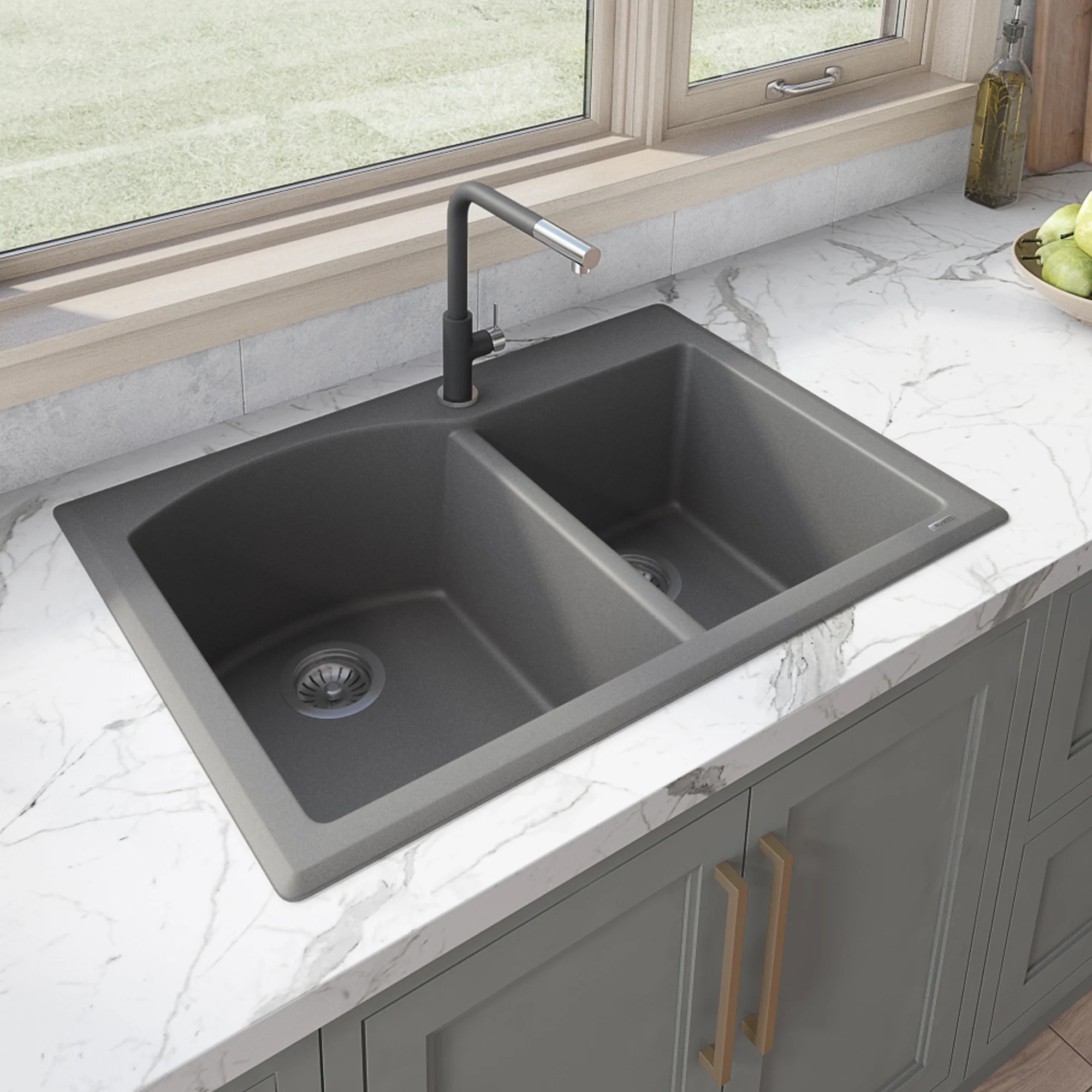 Ruvati RVG1344BK 33 x 22 inch epiGranite Kitchen Sink - Midnight Black
