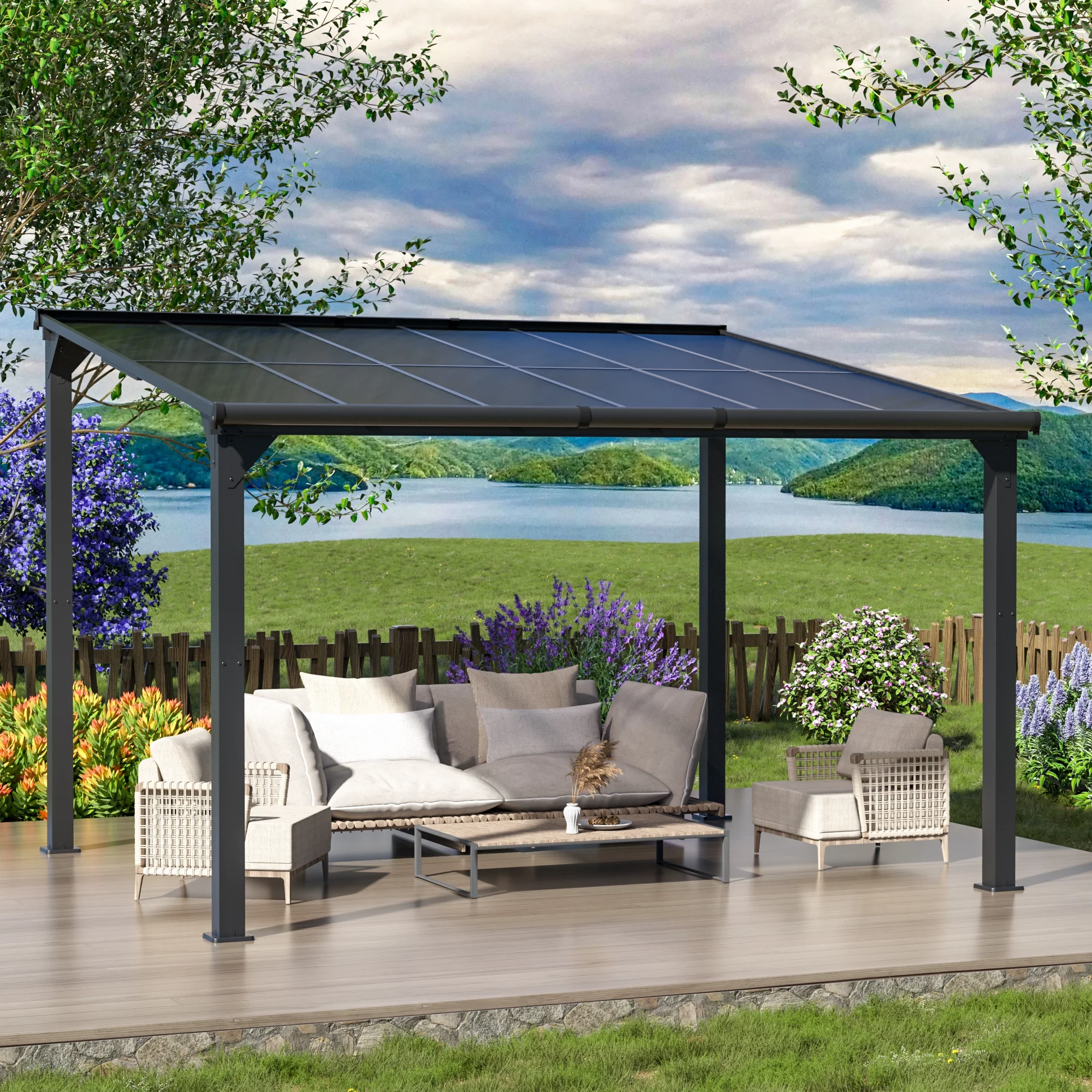 Jaxpety 14 x 10 ft. Hardtop Gazebo Outdoor Awnings for Patio, Backyard, Porch