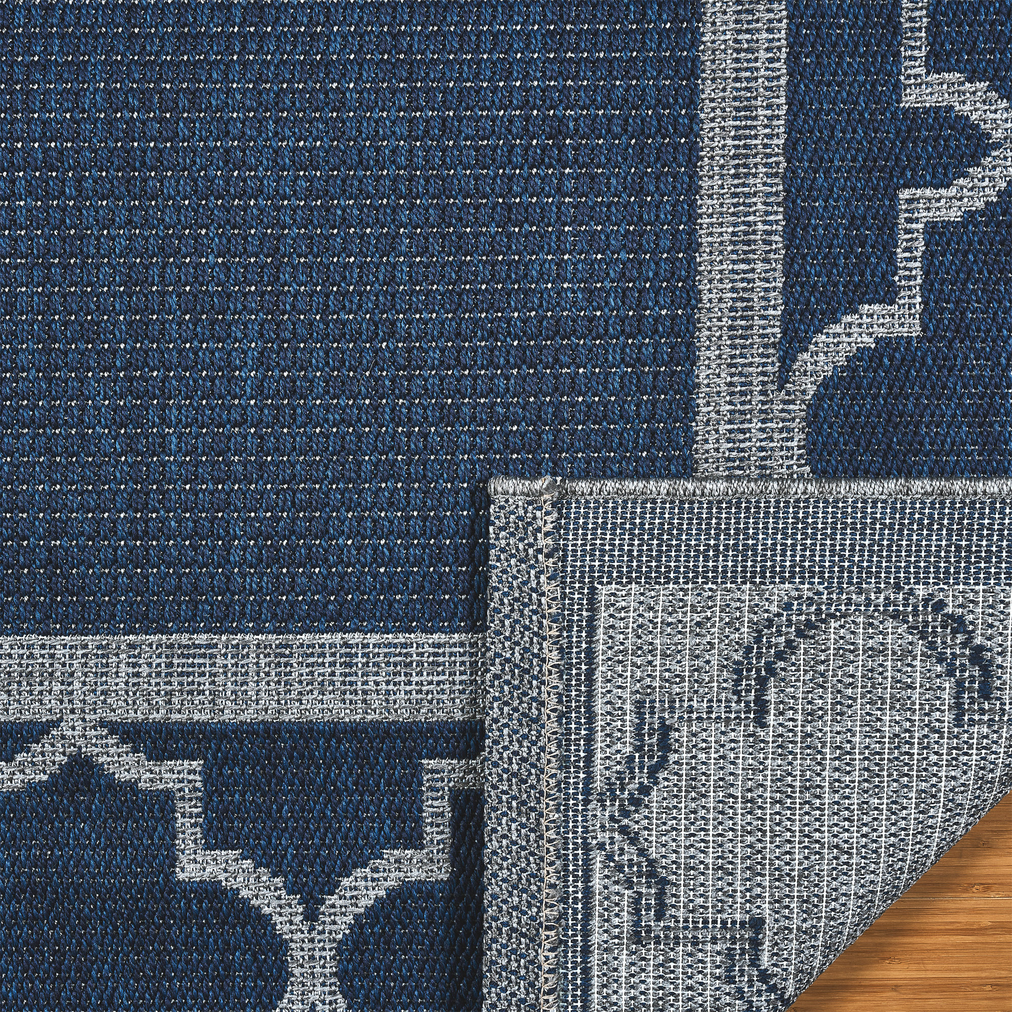 Laguna Indoor/Outdoor Area Rug, Simeon Navy Gray, 5'3 x 7'