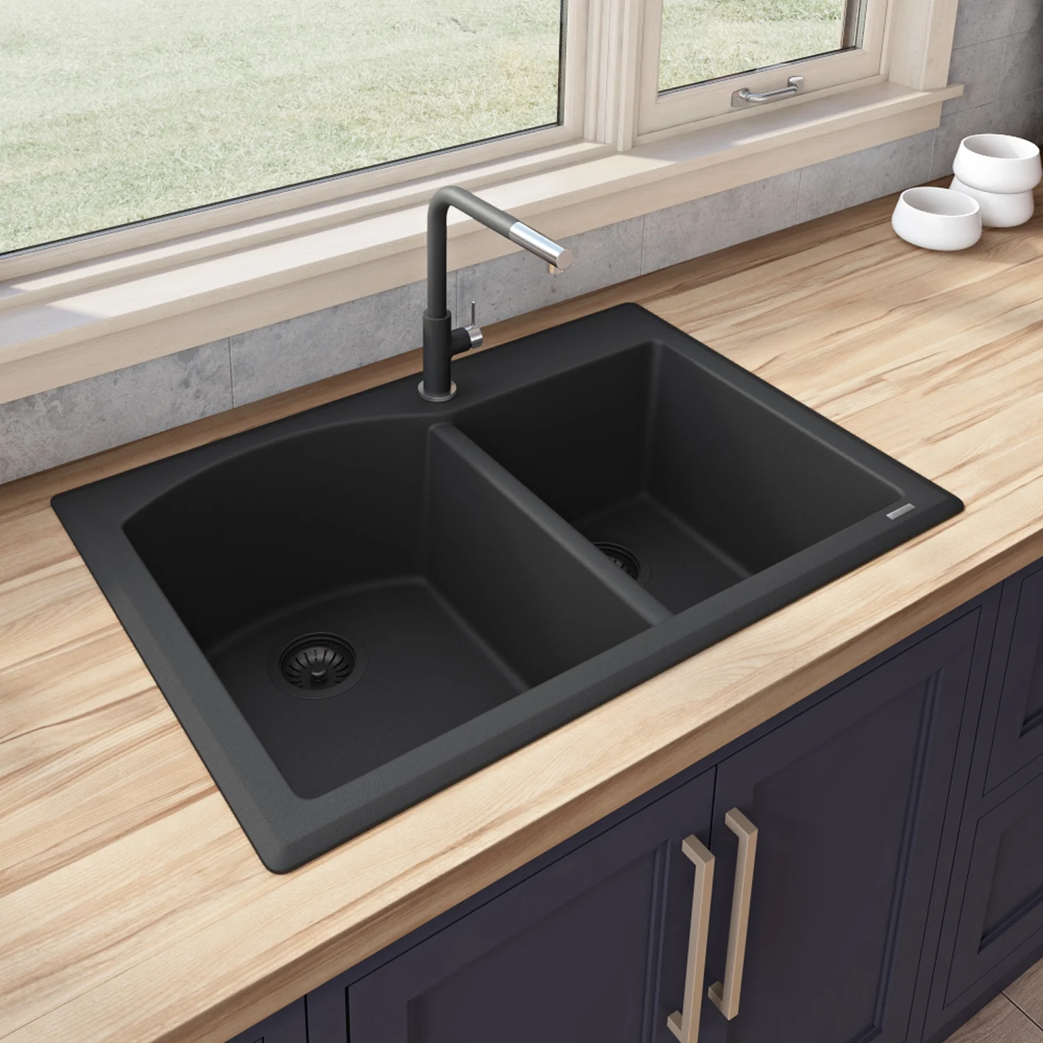 Ruvati RVG1344BK 33 x 22 inch epiGranite Kitchen Sink – Midnight Black