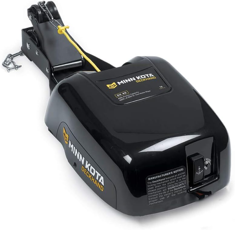 Minn Kota Deckhand Electric Anchor Winch, 40 lb Capacity, Includes 100 ft Nylon Rope, Mounting Hardware