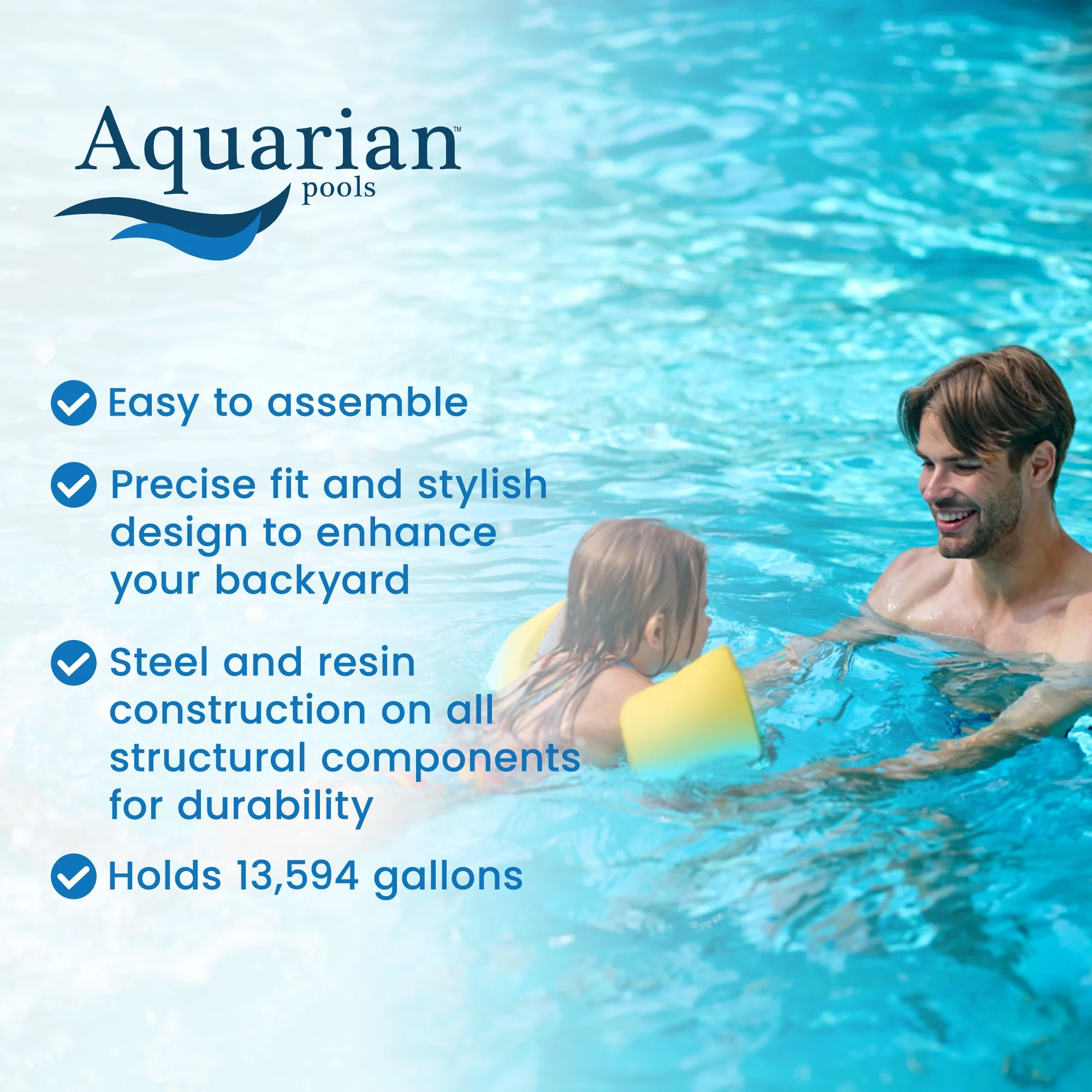 Aquarian Pools Fuzion Series 24' x 52" Round Above Ground Swimming Pool