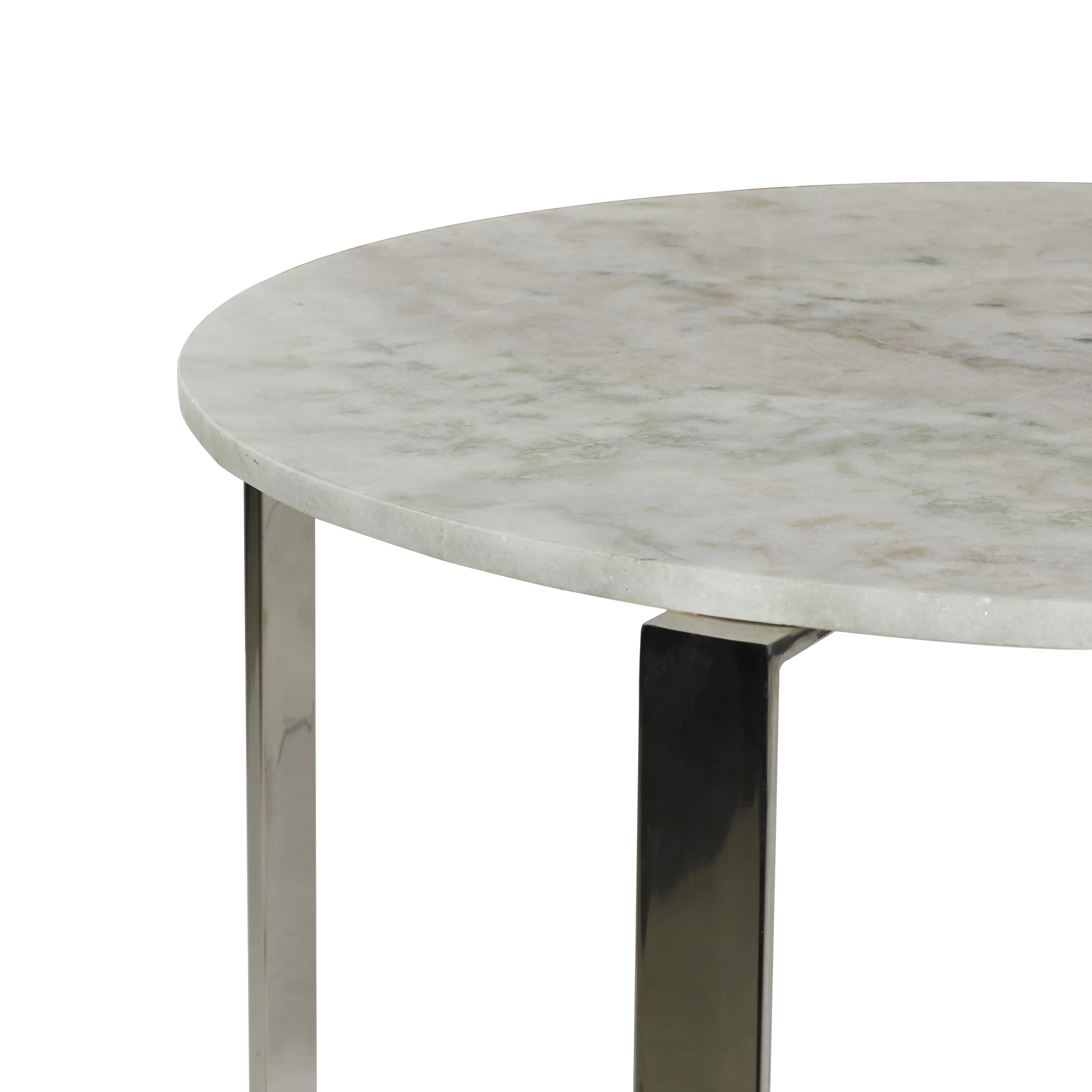 DecMode 31" x 18" White Ceramic Coffee Table with Marble Top, 1-Piece