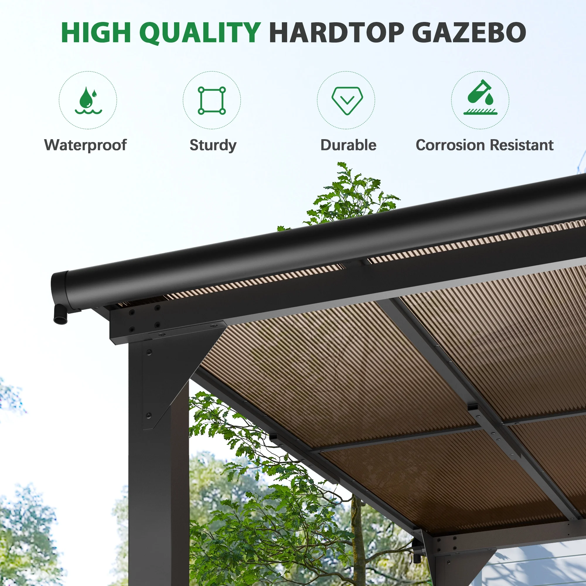 Jaxpety 14 x 10 ft. Hardtop Gazebo Outdoor Awnings for Patio, Backyard, Porch