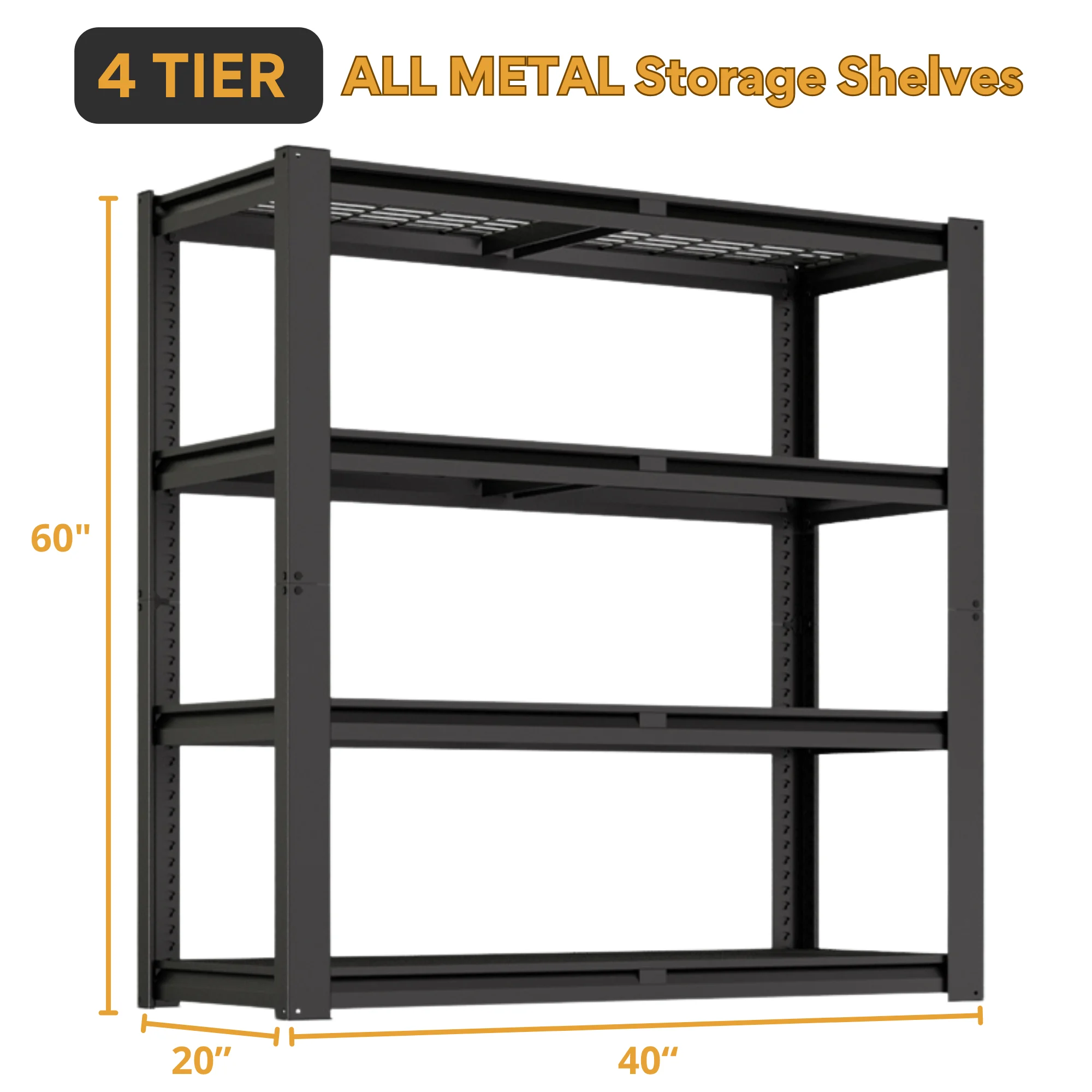 TrumanPick 2200LBS Metal Storage Shelves 40"W x 20"D x 59"H Garage Shelving Units Adjustable Storage Rack Heavy Duty Industrial Shelving