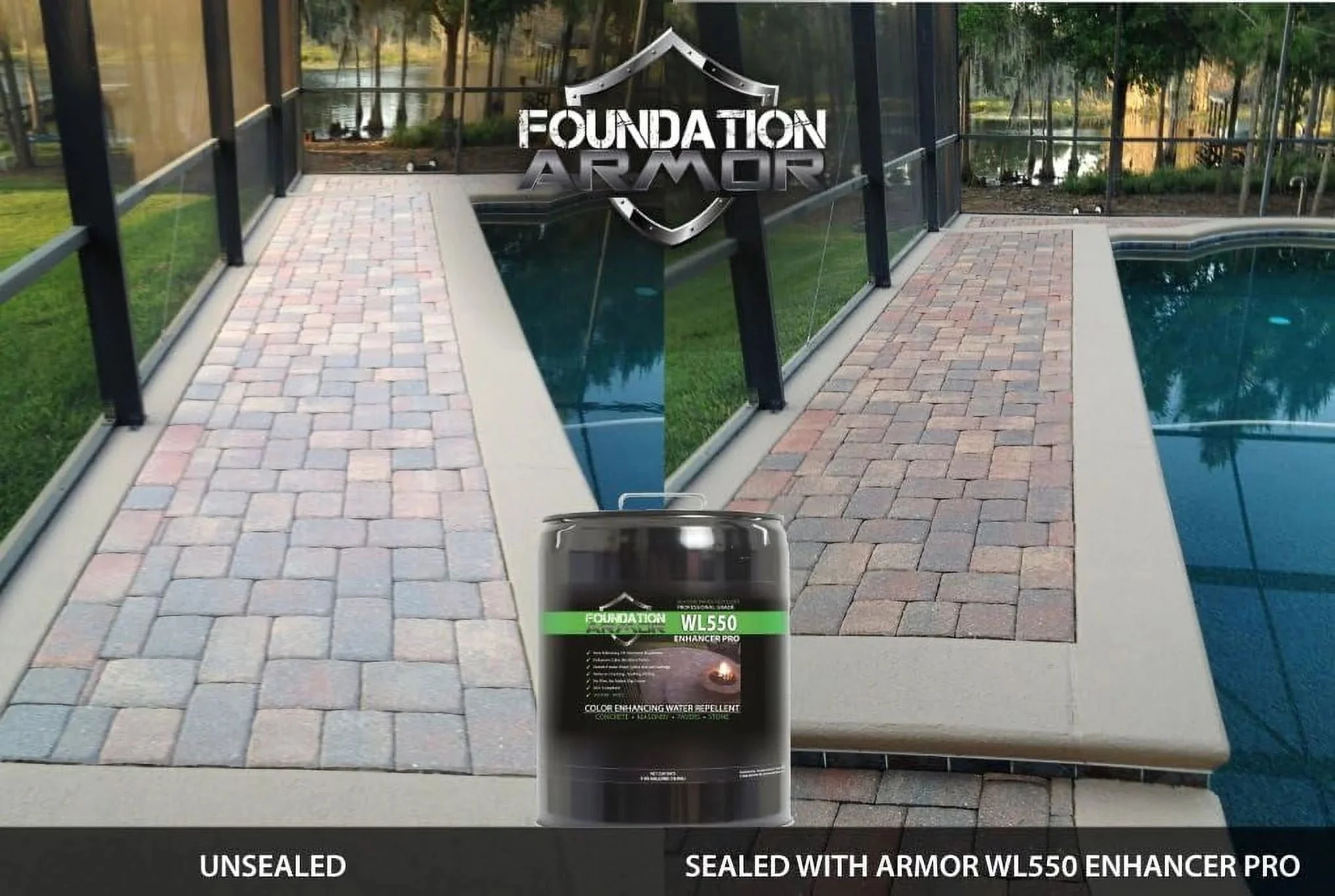 Armor Matte Wet Look Enhancer Sealer for Concrete, Brick, Pavers, Stone, and Slate – WL550-5 Gallon