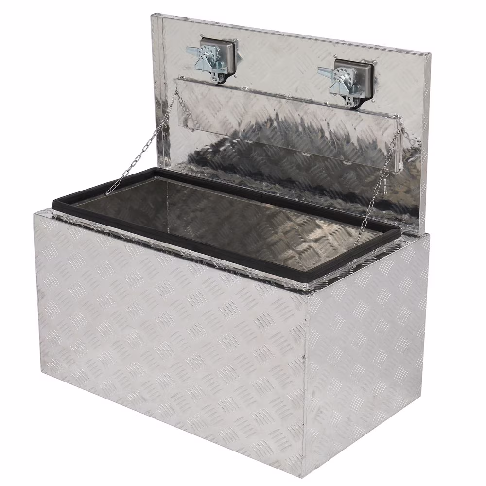 GZXS 36" Aluminum Storage Box Truck Underbody Toolbox Trailer RV Tool Heavy Duty Aluminum Tool RV ATV Trailer Storage Boxes W/Locks Keys Silver (36" x 18" x 17")