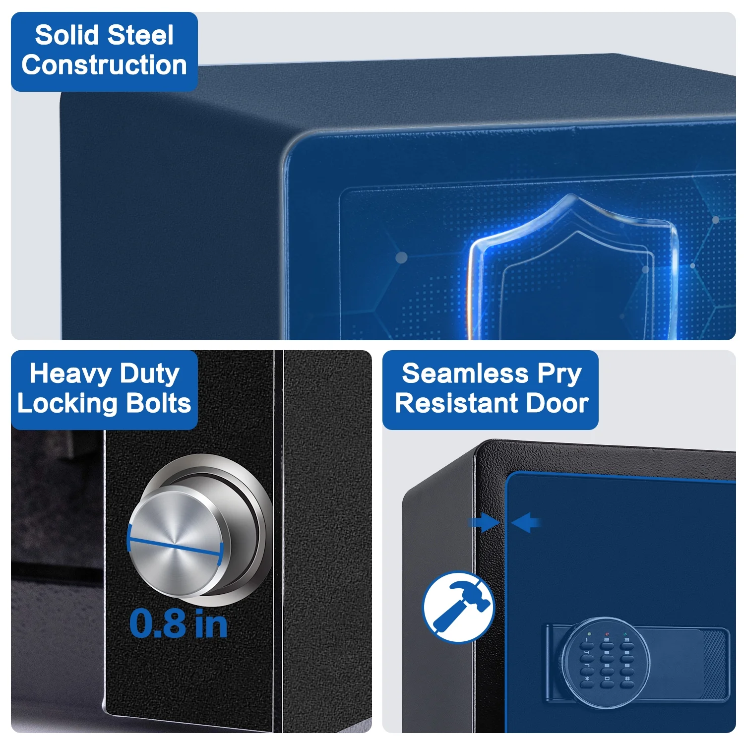 2.0 Cubic Feet Security Safe Box, Dual Alarm System, W/Electronic Digital Keypad, LED Light for Home Office Hotel Use 15"D x 12.2W" x 17.7"H