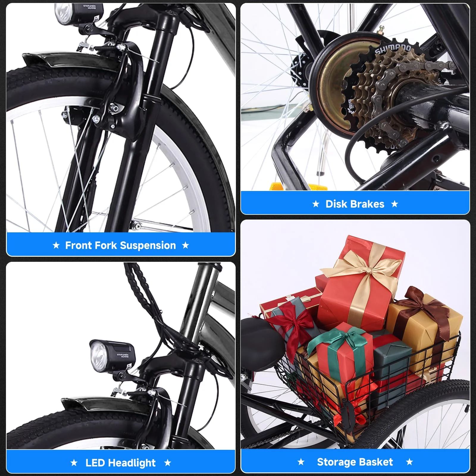 26 Inch Adult 3 Wheel Electric Tricycle With Basket, Fat Tires, 7 Speeds, 350W Motor, 36V 10Ah Battery - 0KT_3xfGu2r4etlrGenxGg69.