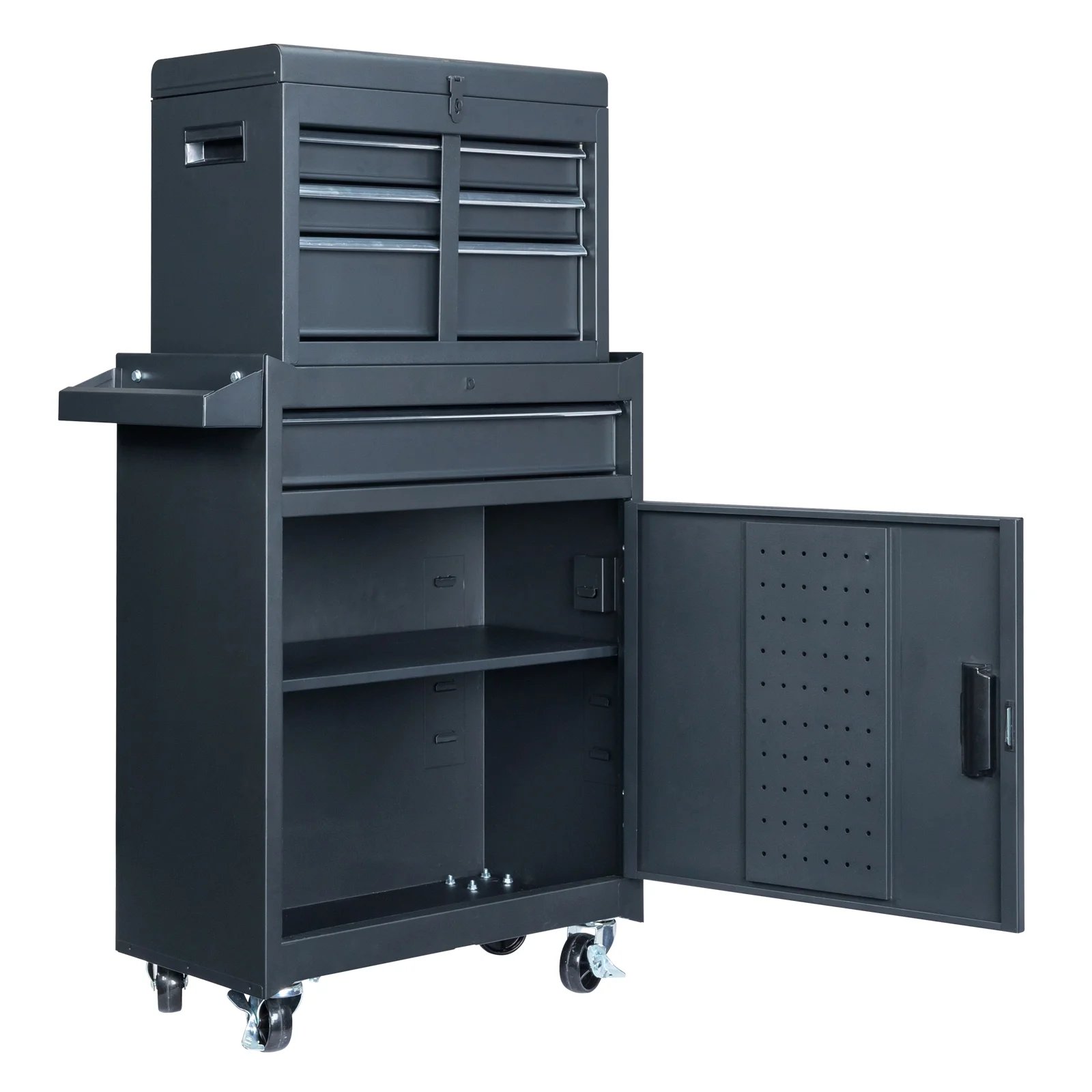 Ktaxon 4-Drawer 2-IN-1 Rolling Tool Chest Storage Cabinet, Mechanic Tool Organizer Box, 23.2" L x 11" W x 40.2" H, Black