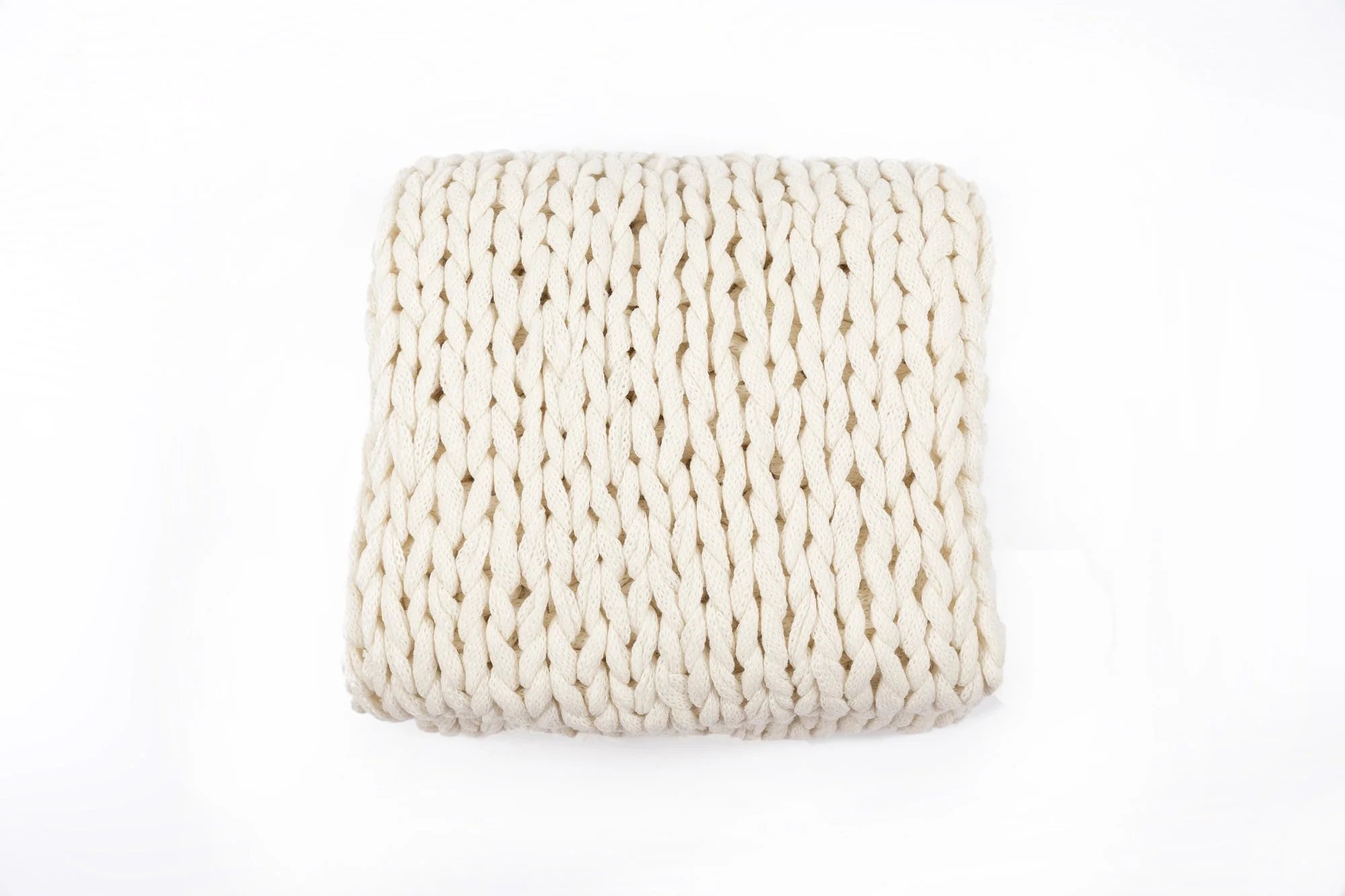 Silver One Super Chunky Knitted Throw Blanket, White, 50" x 60"