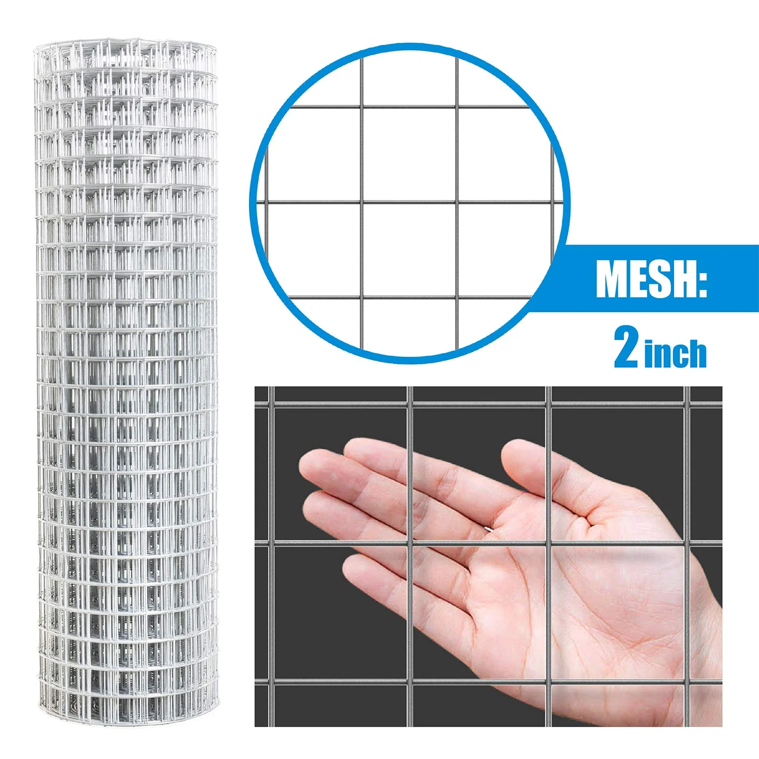 Fencer Wire Heavy Duty 10 Gauge Galvanized Welded Wire Fence, 2" x 2" Opening Mesh for Vegetables, Garden Fruits & Animals Enclosure (4 ft. x 50 ft.)