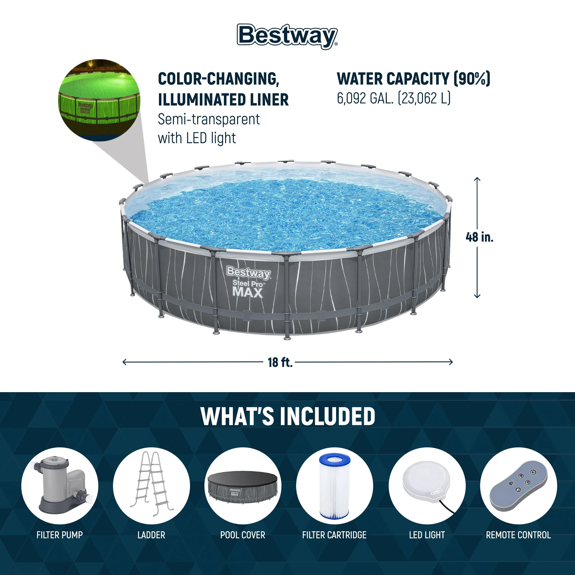 Bestway Steel Pro MAX 12' x 30" Above Ground Outdoor Swimming Pool Set