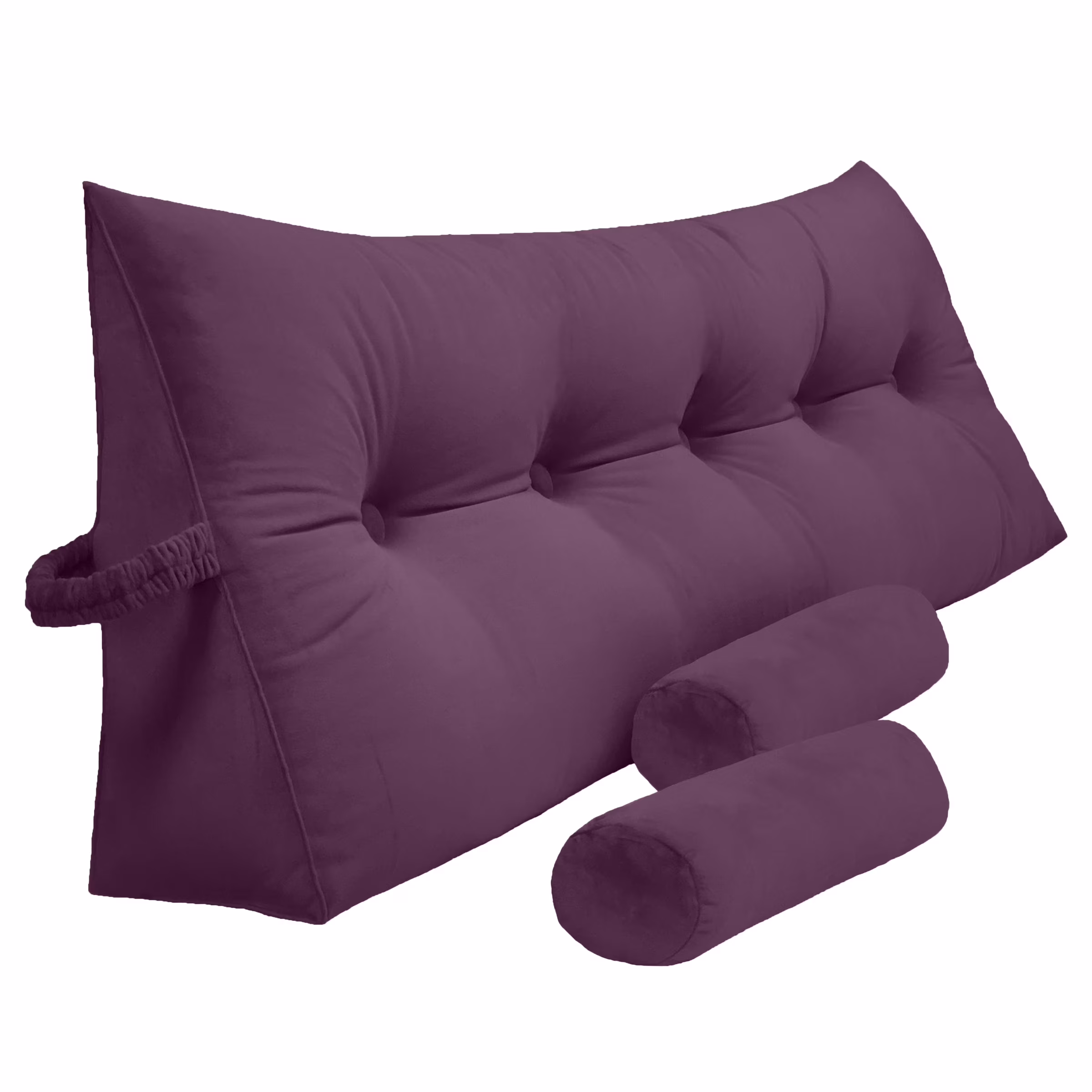 Peachwell Triangular Reading Bed Rest Pillow Large Bolster Cushion Headboard Backrest Wedge Pillow with Two Detachable Roll Pillows for Neck & Lumbar Support (Blue, Queen: 59 x 8 x 20 inches)