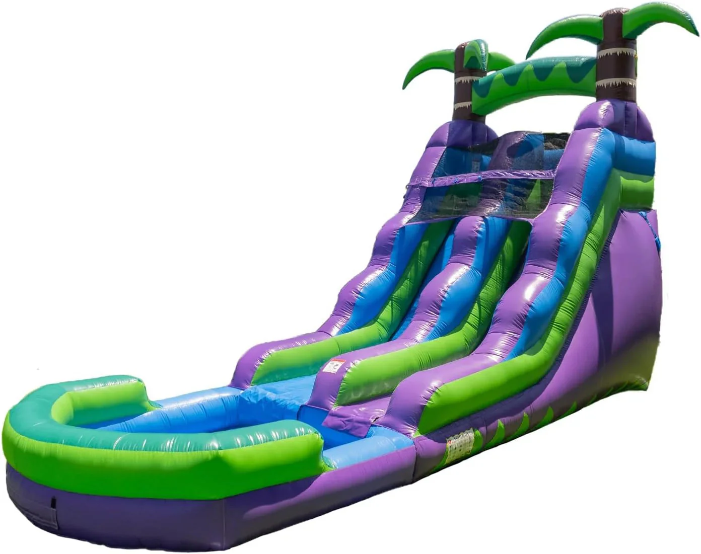HeroKiddo 16′ Purple Tropical Lightweight Premium Commercial Grade Water Slide Inflatable with Attached Pool for Kids and Adults (with Blower), Wet Dry Use, Summer Fun