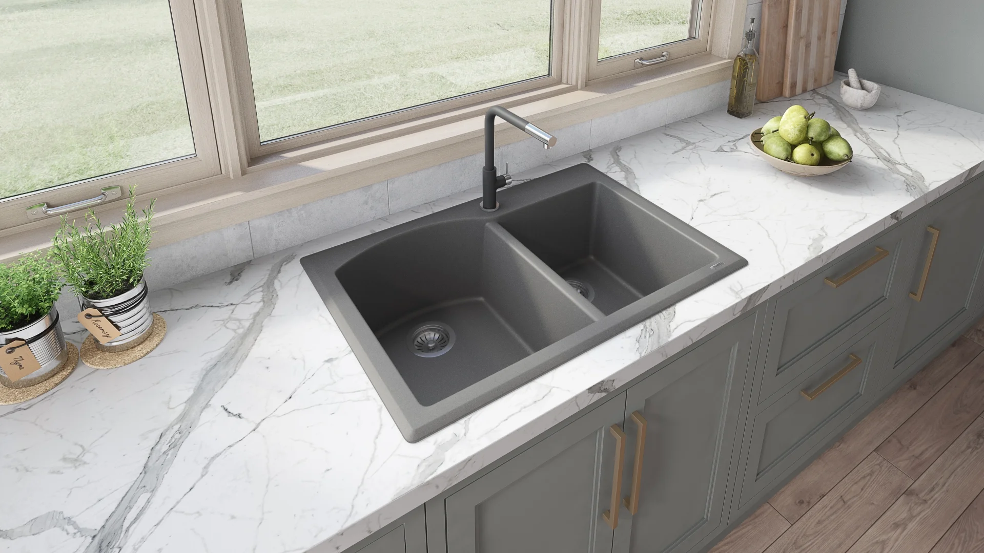 Ruvati RVG1344BK 33 x 22 inch epiGranite Kitchen Sink - Midnight Black