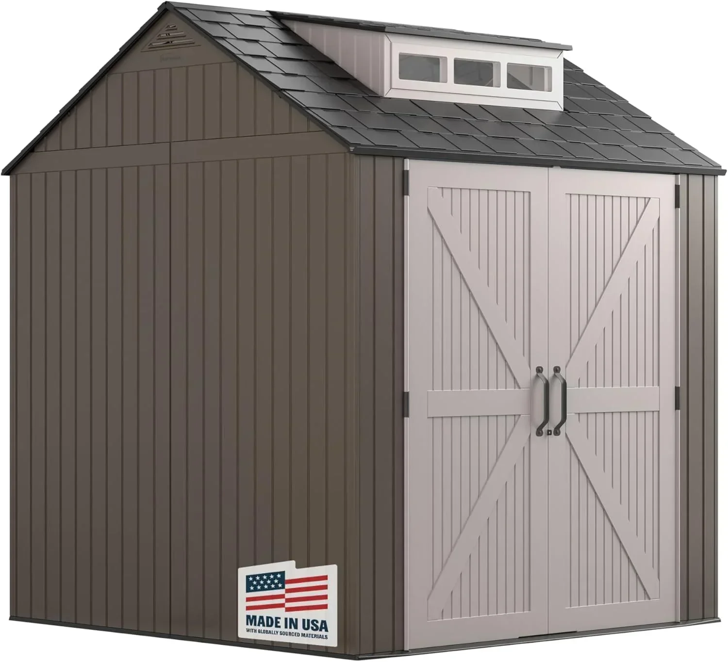 Rubbermaid Resin Outdoor Storage Shed With Floor Weather Resistant Gray Organization for Home