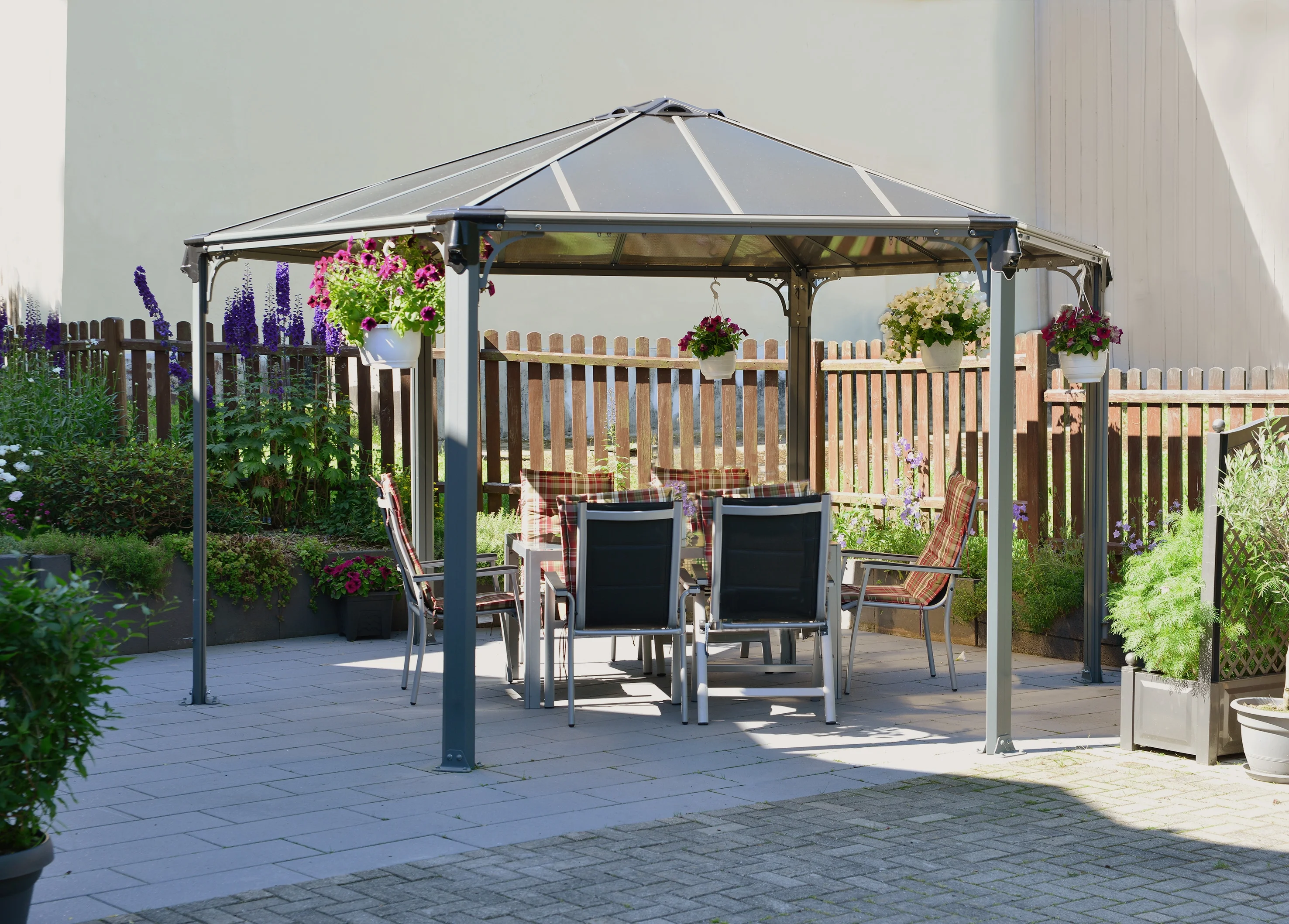 Palram - Canopia Monaco 15' x 13' Polycarbonate/Aluminum Hexagon Gazebo - Gray/Bronze