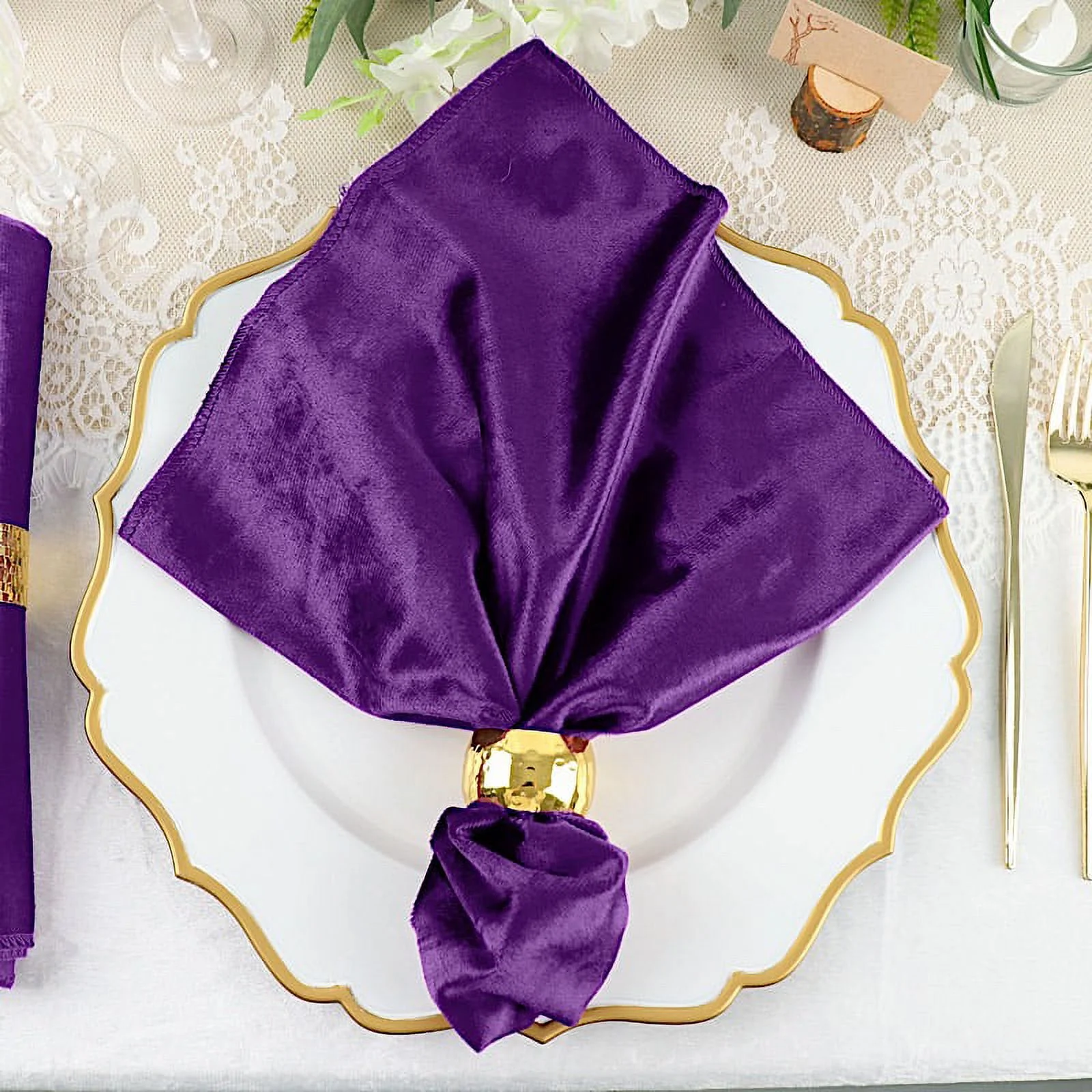 BalsaCircle 100 Pieces 20" x 20" Navy Blue Premium Velvet Napkins Linens