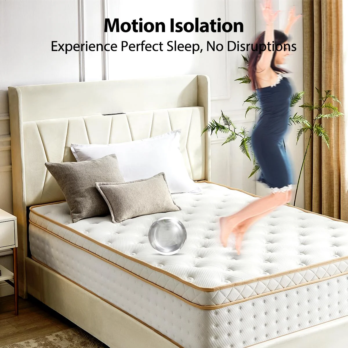 IInnovZBOM10" Queen Size Mattress, Medium Firm Hybrid Mattress with Gel Memory Foam and Pocket Springs, CertiPUR-US Certified for Pressure Relief and Motion Isolation, 100 Night Trial, 80 x 60" x 1