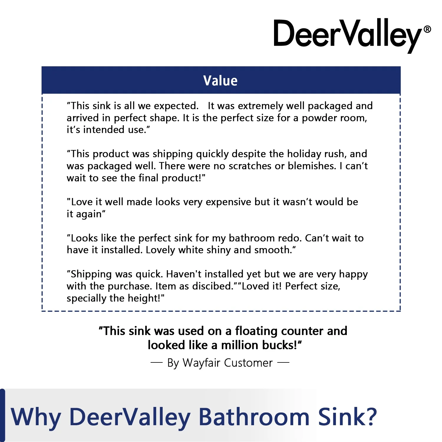 DeerValley DV-1V032 White Ceramic Rectangular Vessel Sink Above Counter White Bathroom Vanity Sink Bathroom Sink Art Basin (19.92'' L x 14'' W x 4.37'' H)