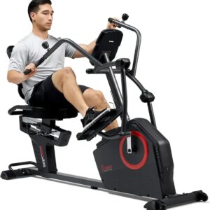 Sunny Health & Fitness Recumbent Elliptical Bluetooth-Enabled Cross Trainer With Arm Exercisers And Low-Entry Seat - SF-RBE4886SMART
