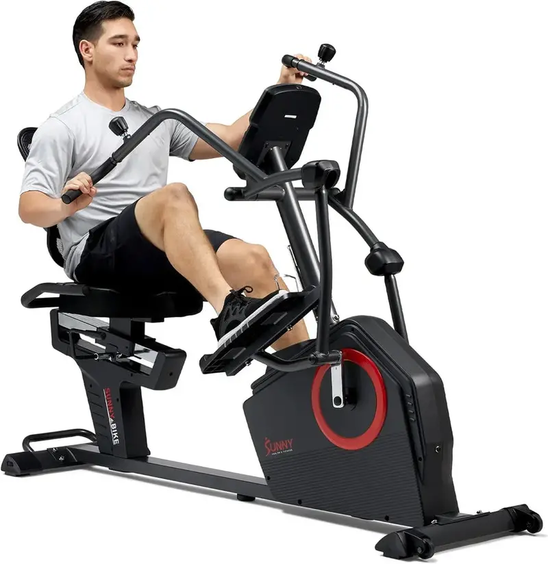 Sunny Health & Fitness Recumbent Elliptical Bluetooth-Enabled Cross Trainer With Arm Exercisers And Low-Entry Seat – SF-RBE4886SMART