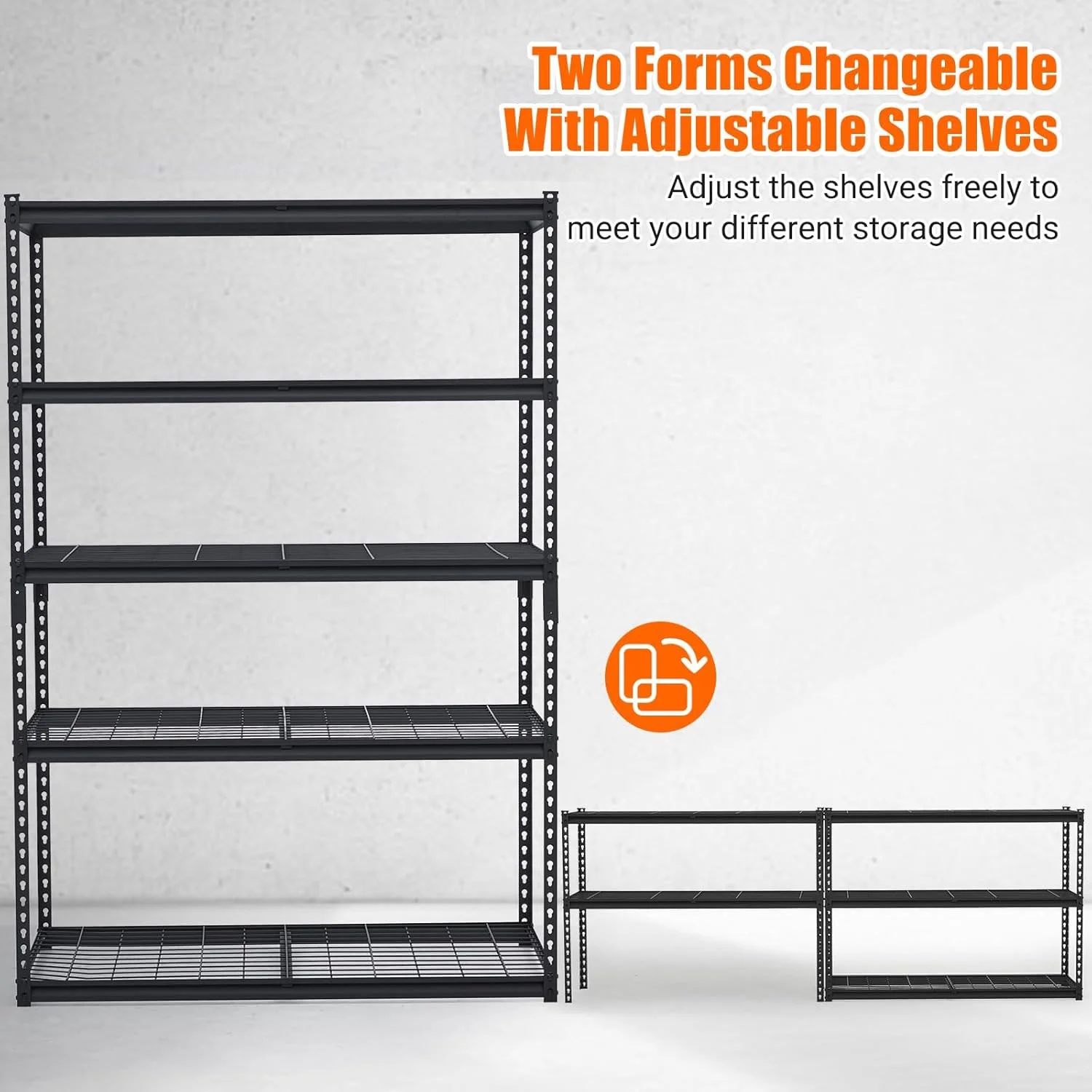 Ataucjin Garage Shelving, Heavy Duty Garage Shelving 48" L x 18" W x 72" H, 2500lbs Load Bearing Storage Shelves Adjustable, Durable Metal Storage Shelves, Easy Assemble for Garage, Basement