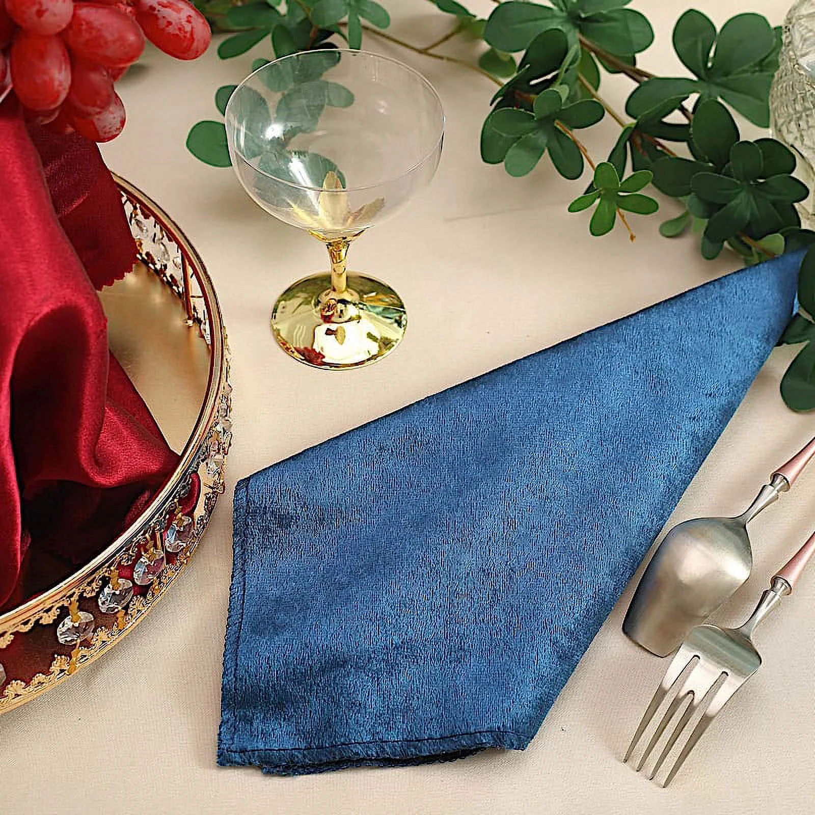BalsaCircle 100 Pieces 20" x 20" Navy Blue Premium Velvet Napkins Linens