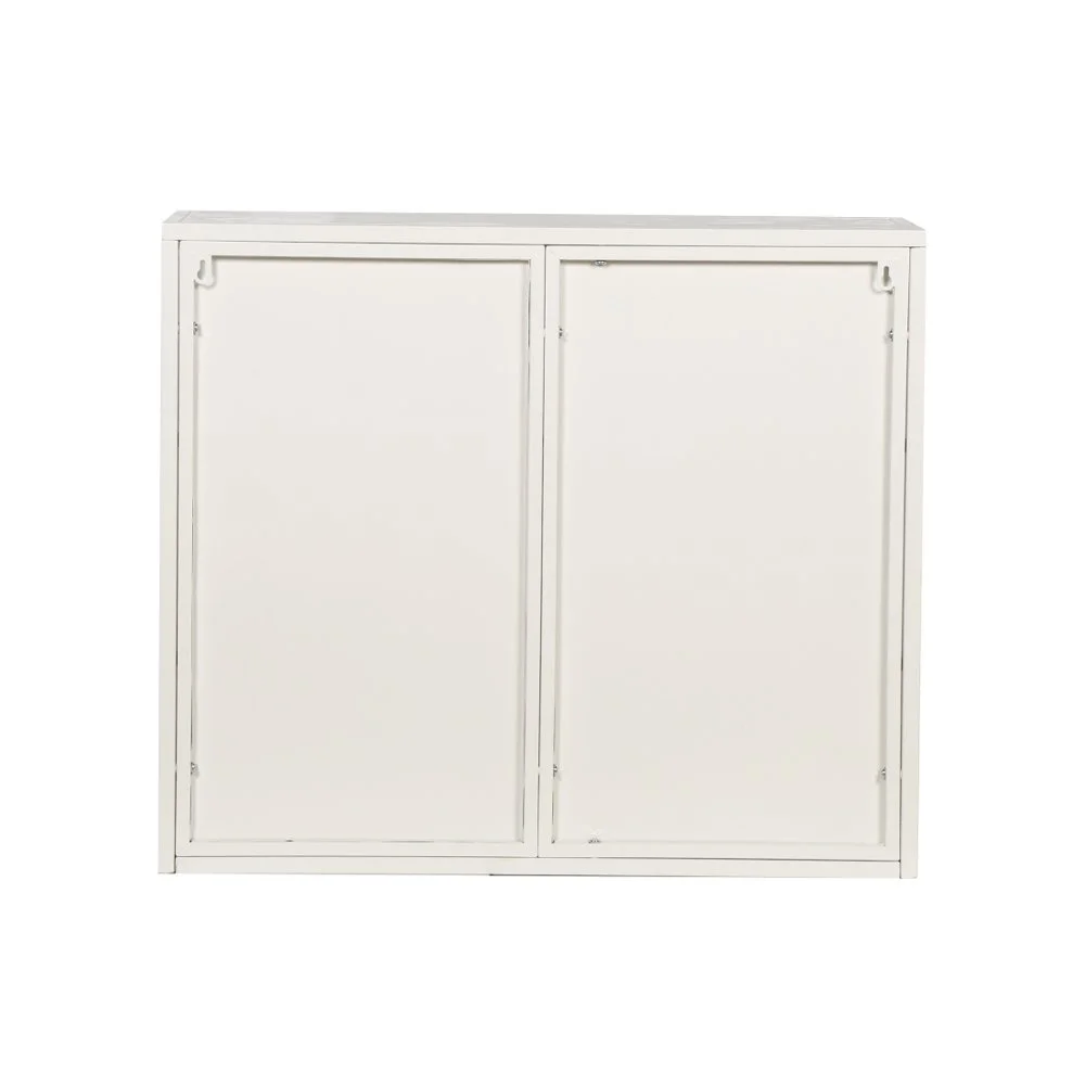 Hassch Wall Mounted Kitchen Pantry Sideboard with 2 Glass Doors, Metal Storage Cabinet Dining Cupboard for Bathroom Kitchen Living Room Dining Room, 27.56"L x 9.06"W x 23.62"H, White