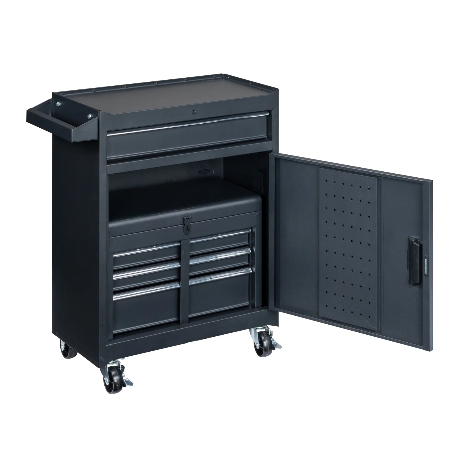 Ktaxon 4-Drawer 2-IN-1 Rolling Tool Chest Storage Cabinet, Mechanic Tool Organizer Box, 23.2" L x 11" W x 40.2" H, Black