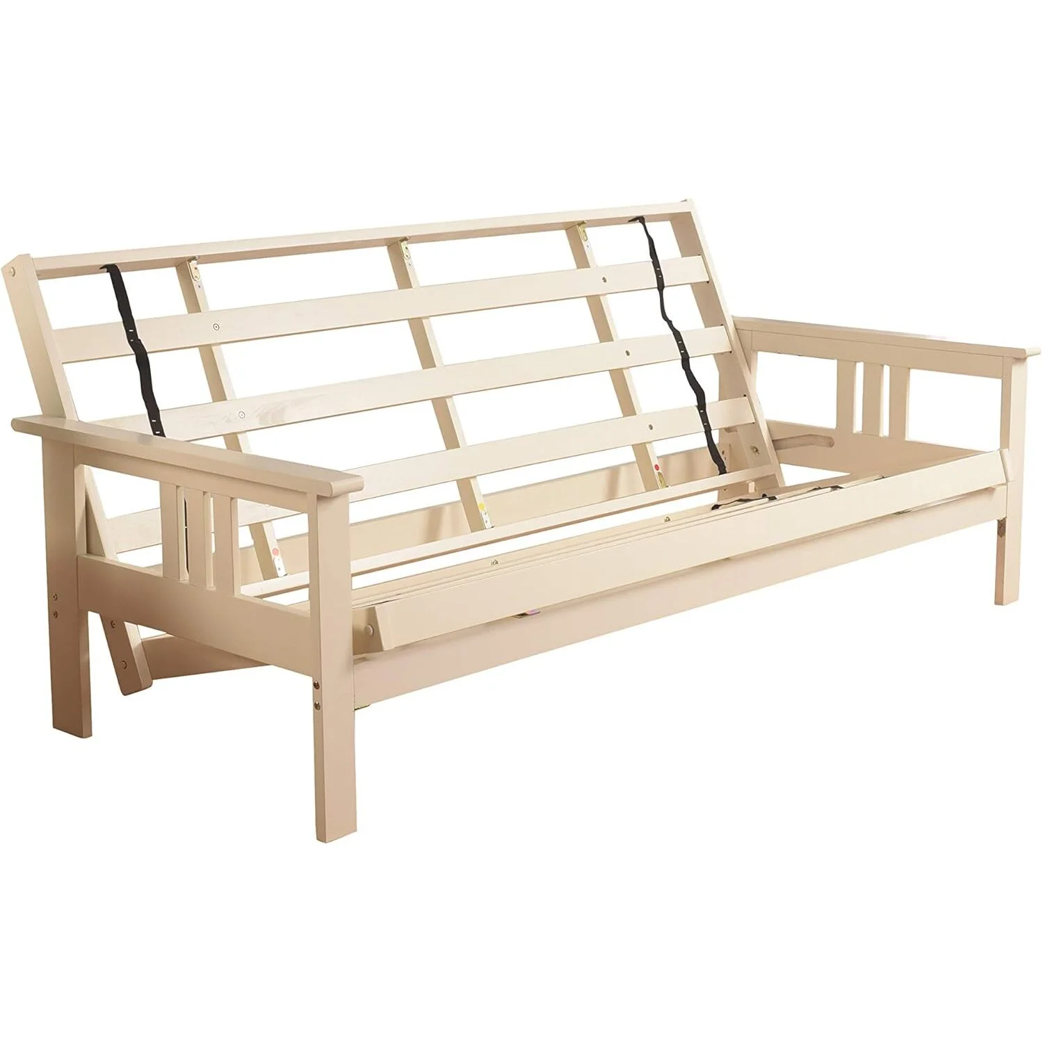 Homestock African Artifacts Full Size Futon Frame Set with Mattress, Easily Converts to Bed, Versatile Design Futon Frame for All Spaces, 33"H x 79"L x 37"D-Color:Linen Charcoal,Size:Barbados
